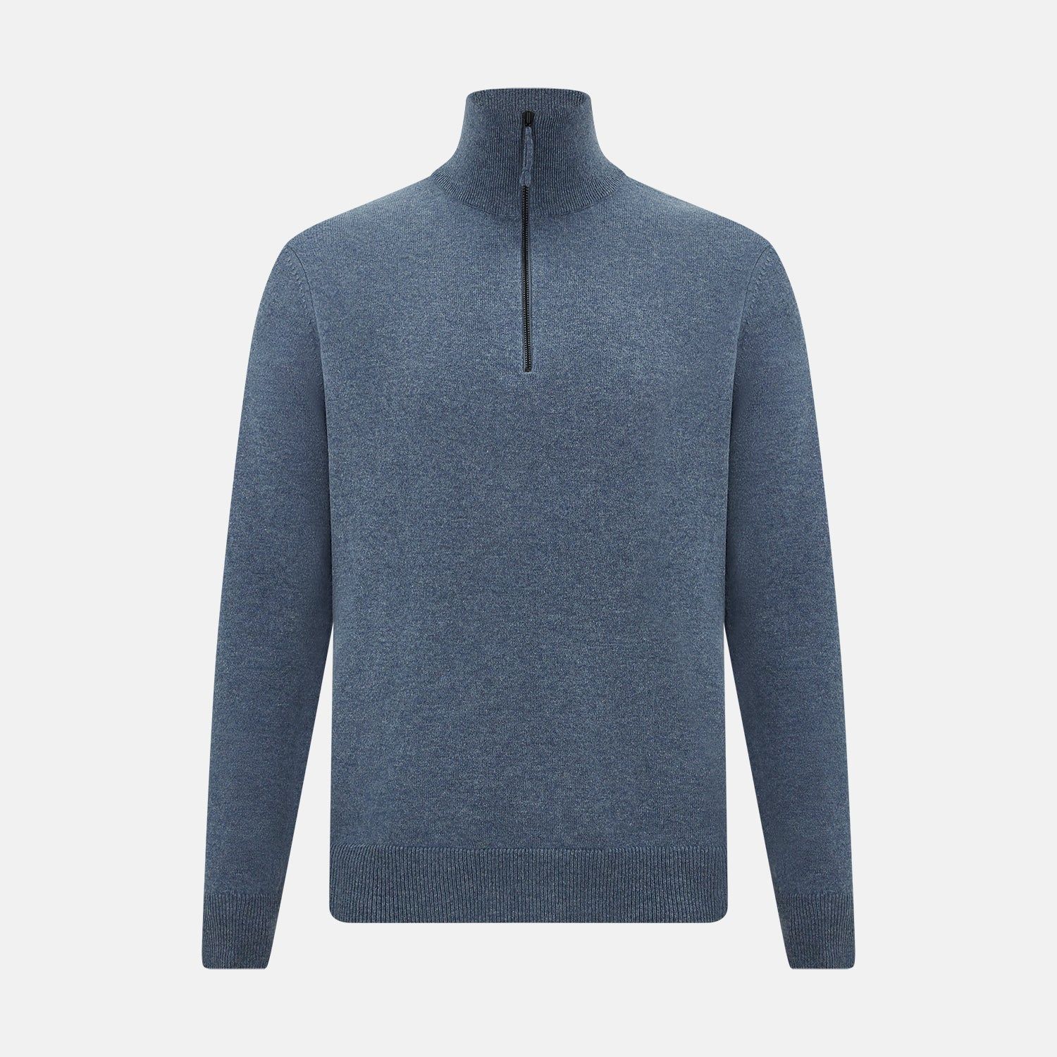 Blue Melange Half-zip Cashmere Jumper
