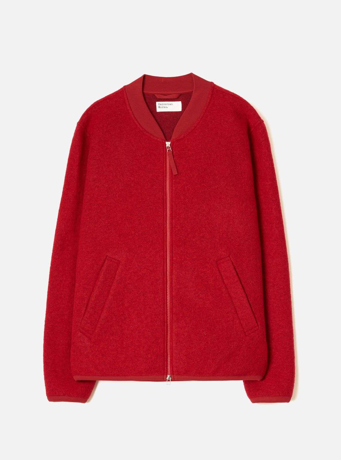 Scarlet Wool Fleece Zip Bomber Jacket