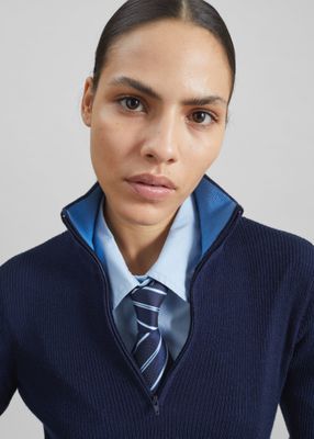 Sade Knit Zip Sweater - Dark Navy/Light Blue