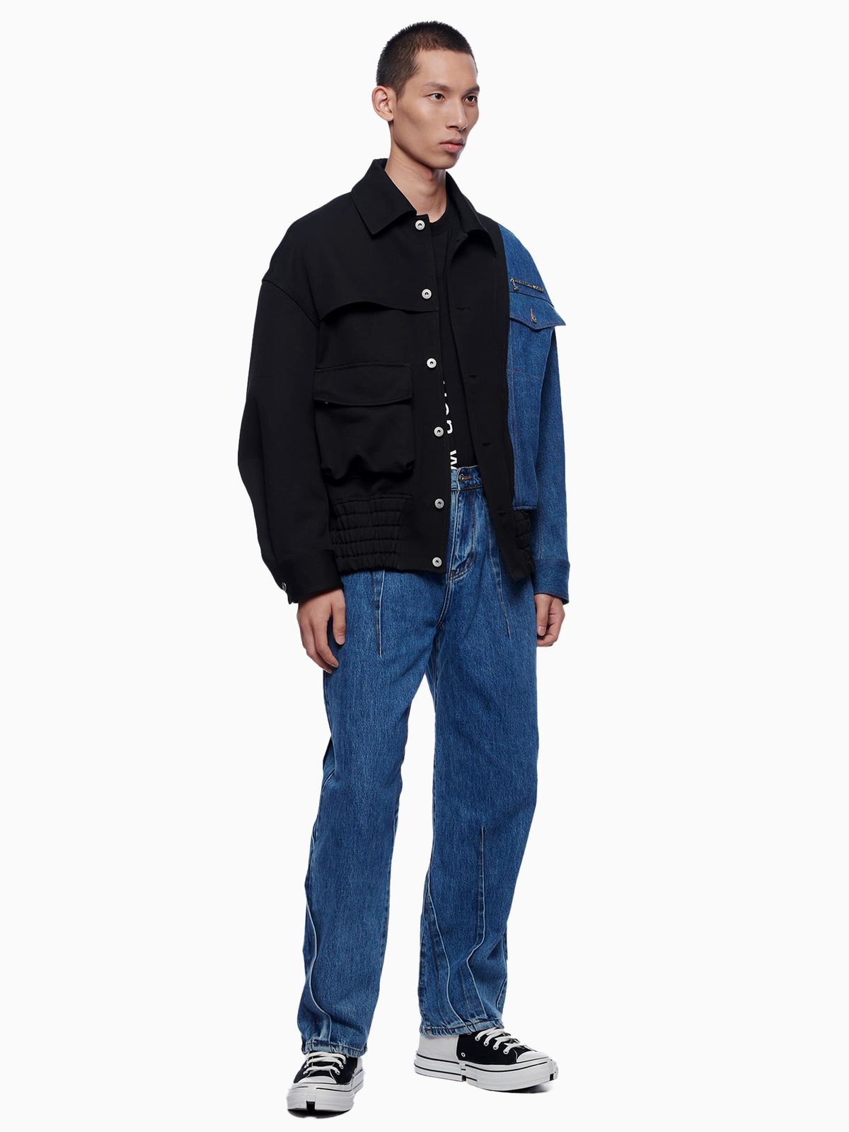 POLY WOVEN/DENIM CLASSIC JACKET