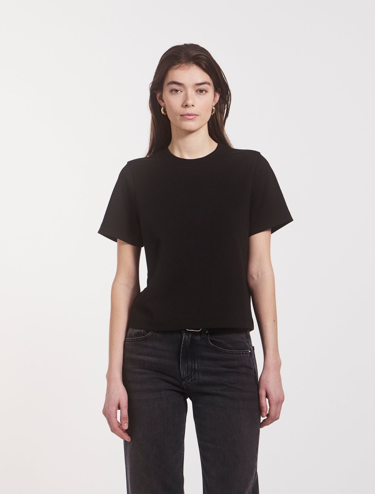 Compact Cotton Boxy T-shirt In Black
