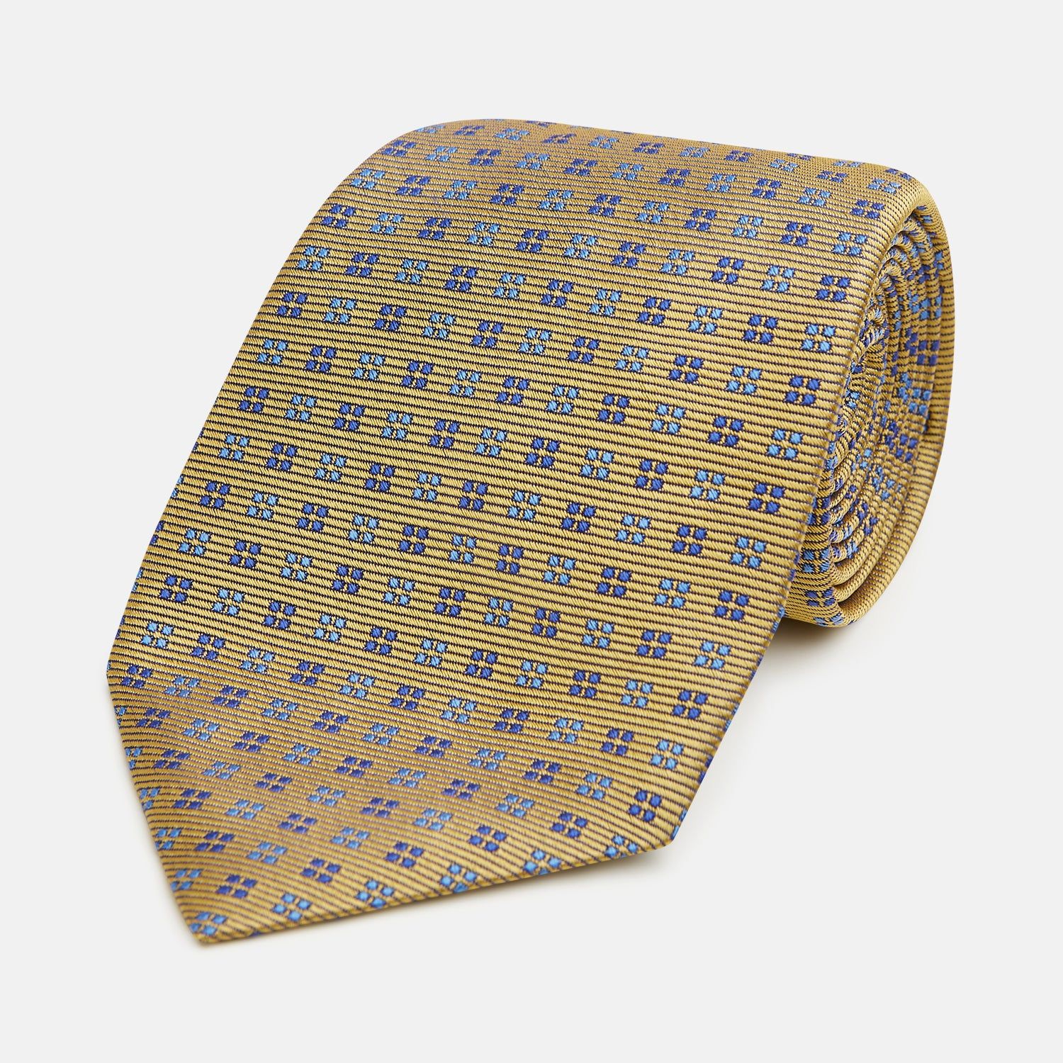 Blue And Gold Multi Dot Silk Tie