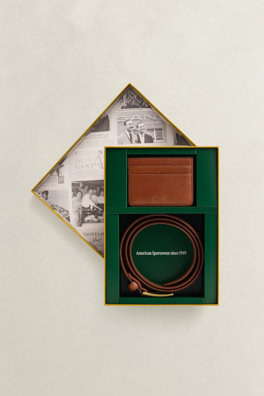 Leather Belt & Card Holder Gift Set - RICH BROWN
