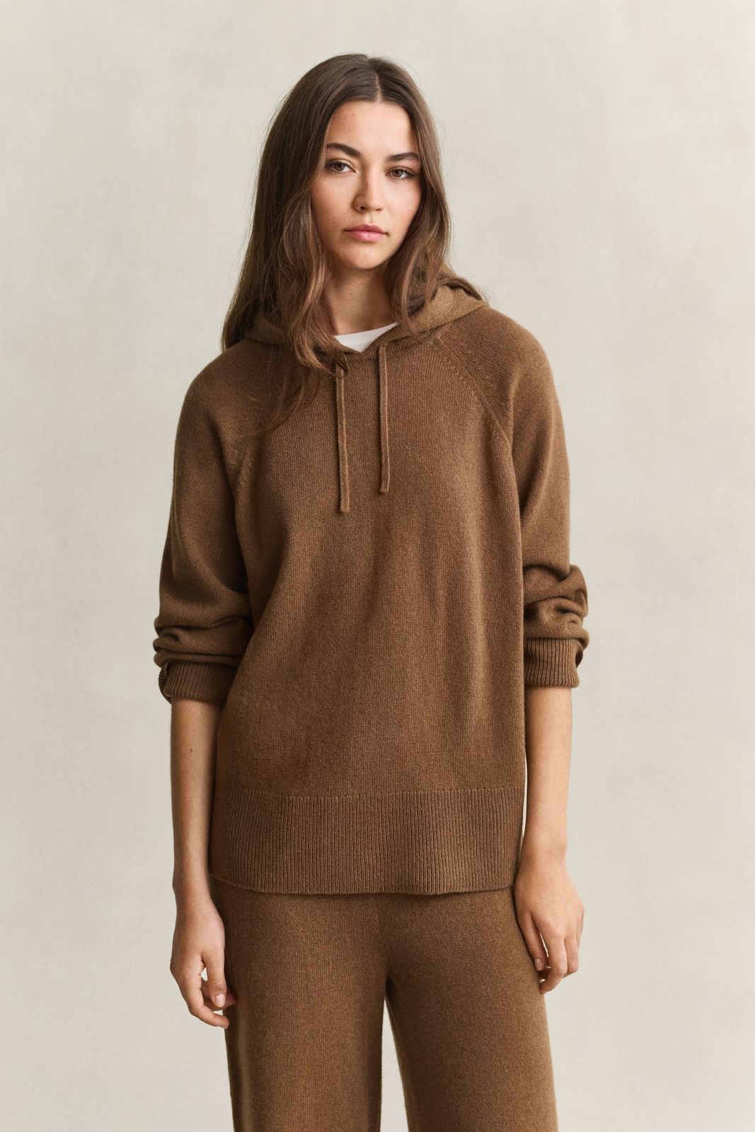 Wool Cashmere Hoodie - WARM KHAKI