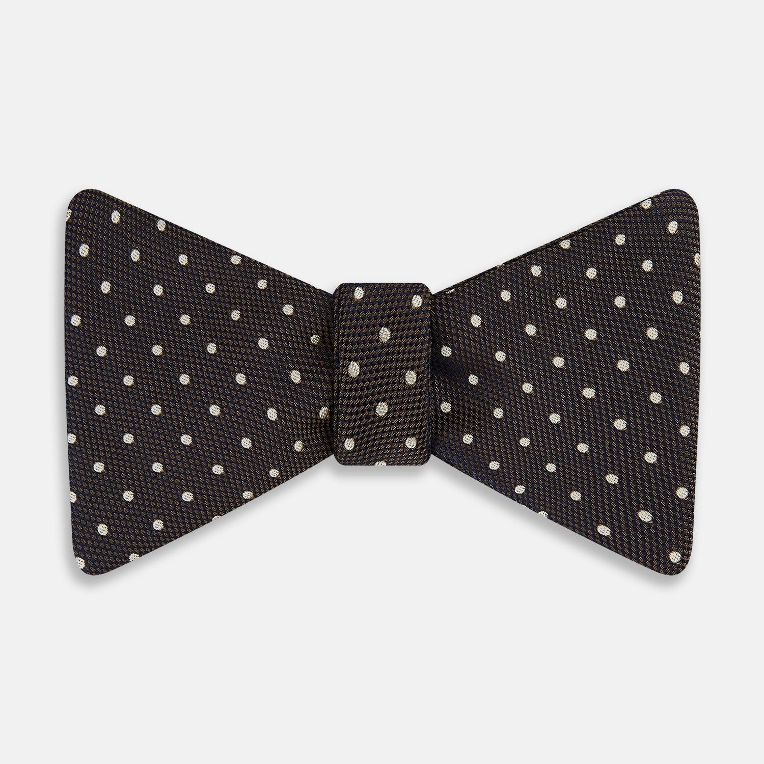 White And Brown Micro Dot Silk Bow Tie