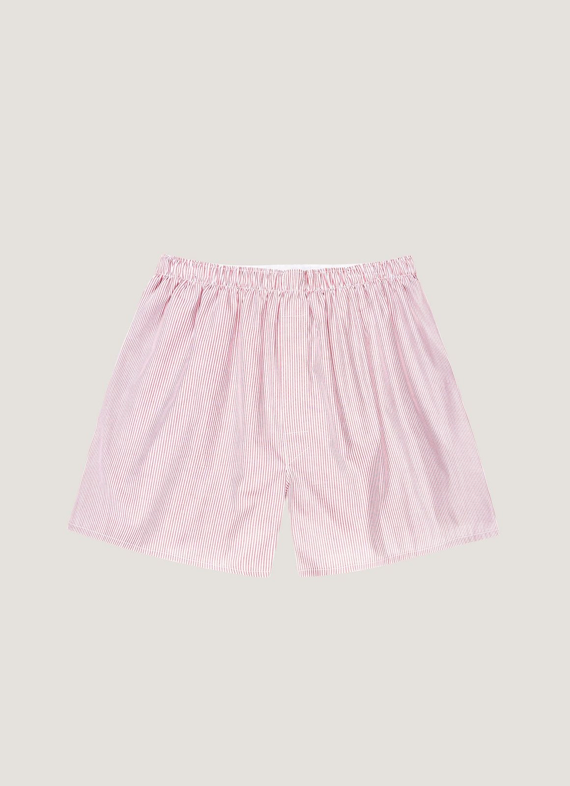 Men's Classic Boxer Short In White/red Pinstripe