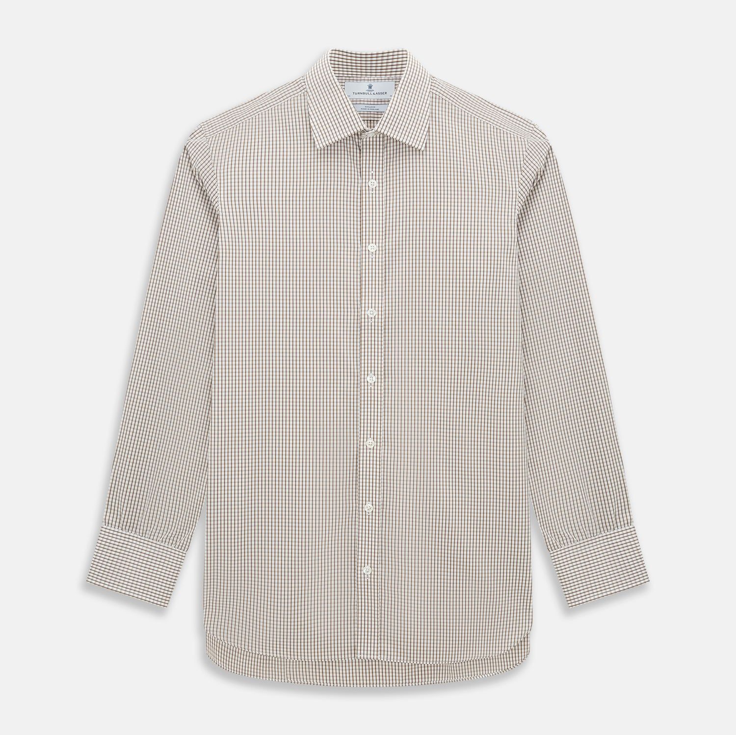 Coffee Micro Shadow Check Mayfair Shirt