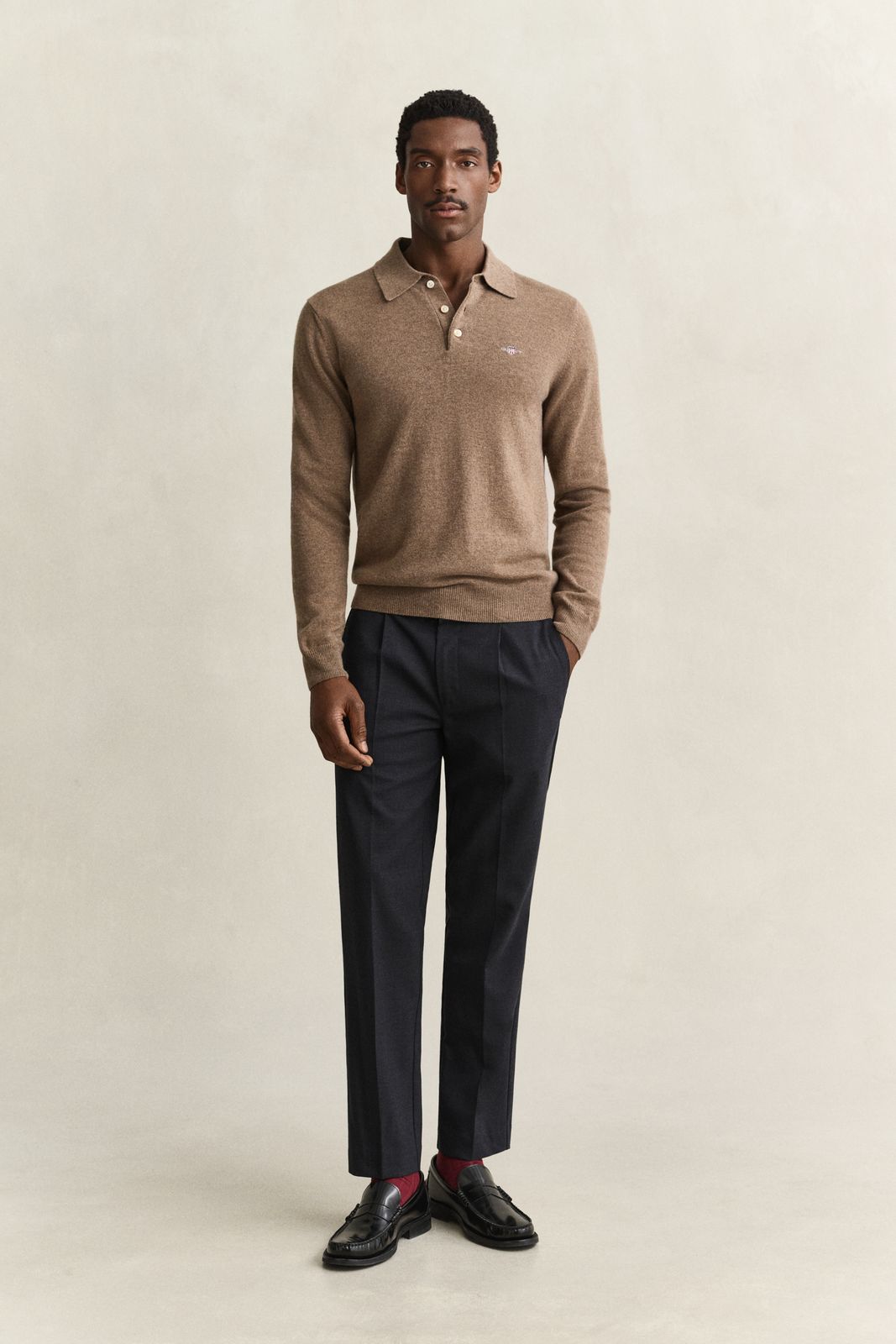 Tapered Wool Pants - BLACK GREY
