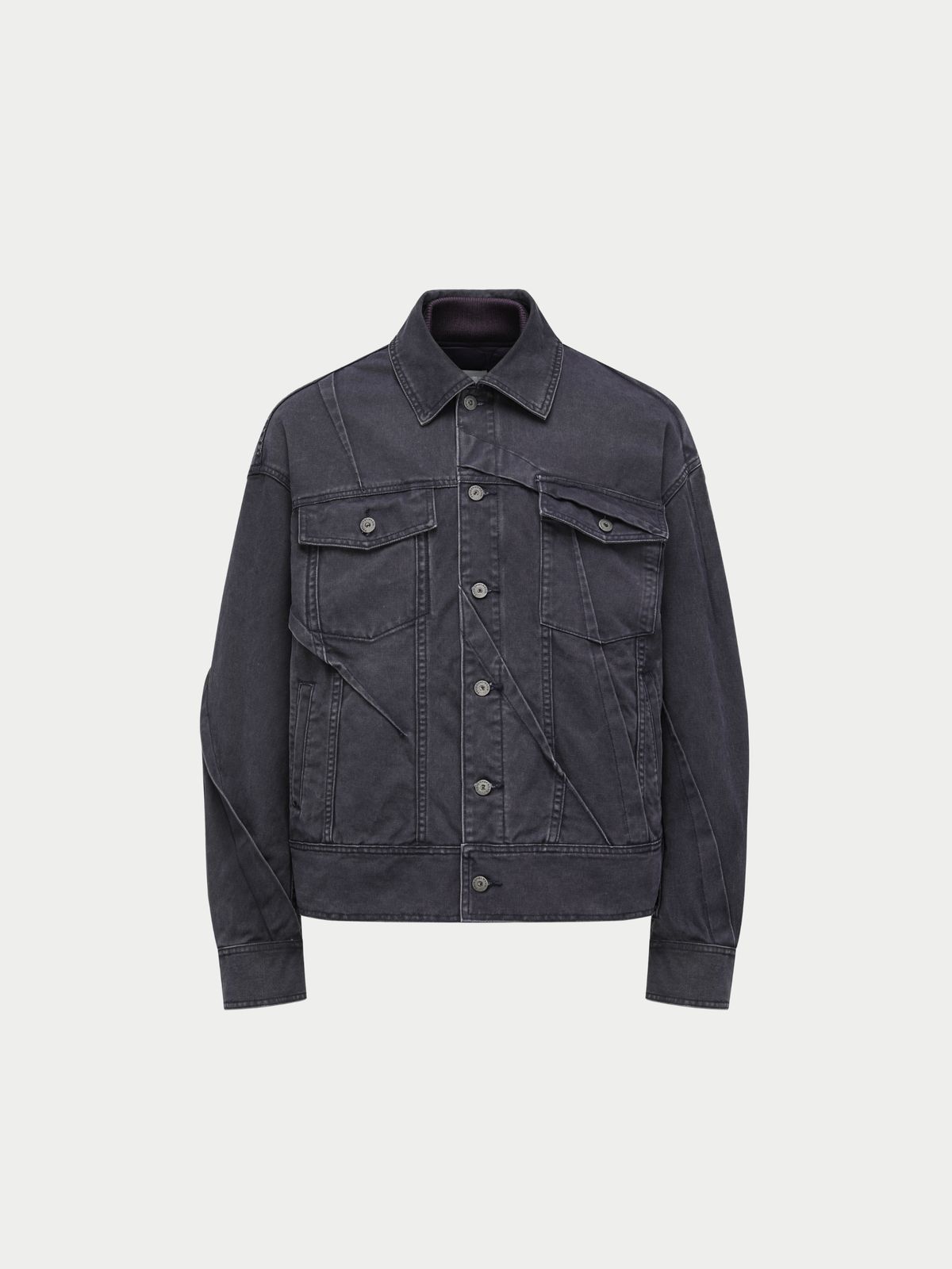 WASHED PLEATED DENIM JACKET
