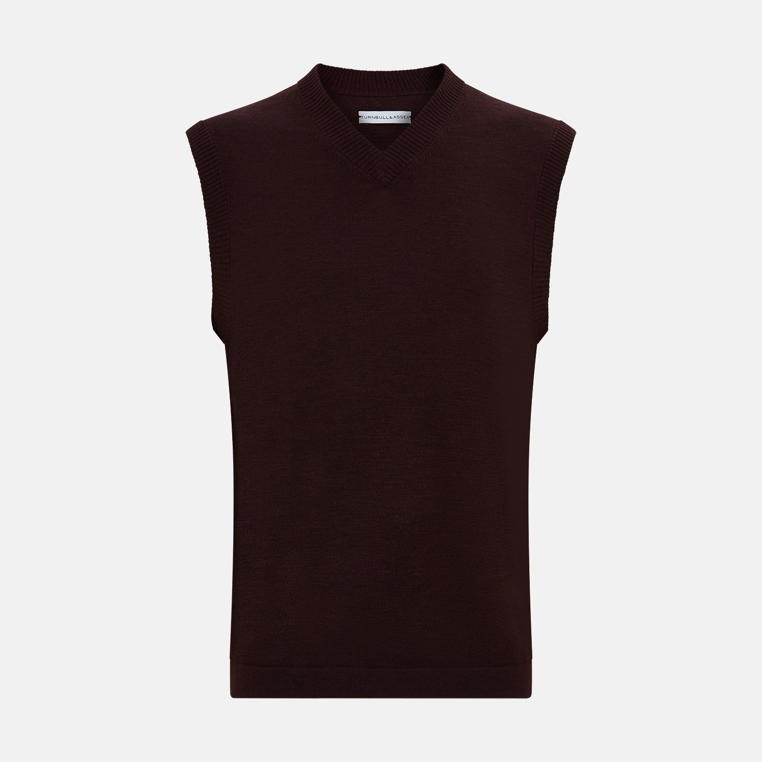 Burgundy Fine Merino V-neck Vest
