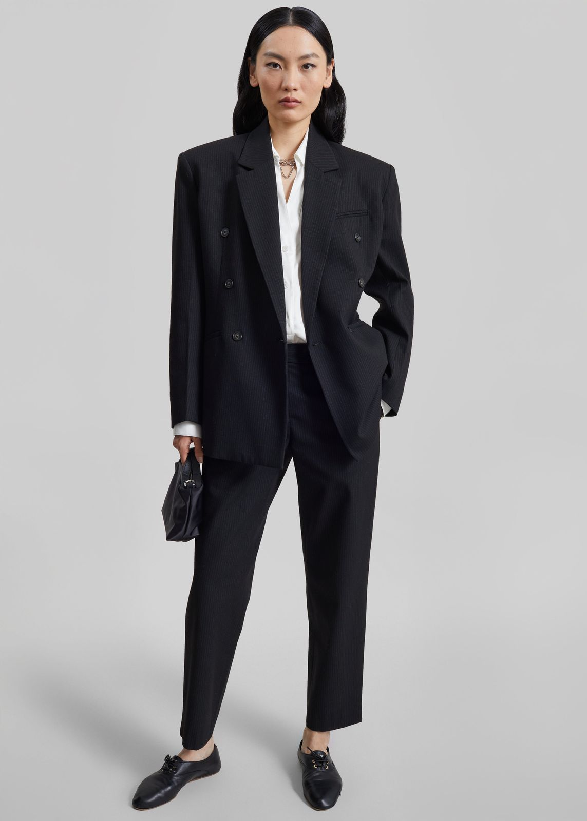 Jet Slim Tailored Trousers - Black/White Pinstripe