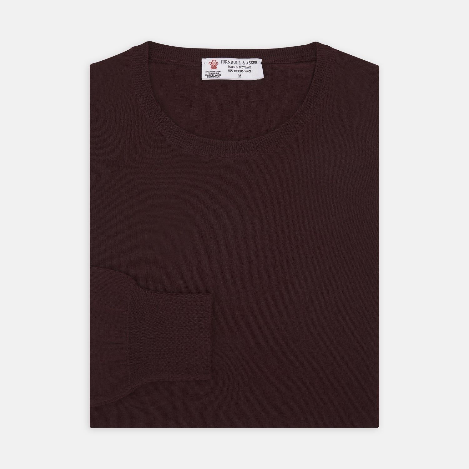 Wine Crew Neck Merino Wool Jumper