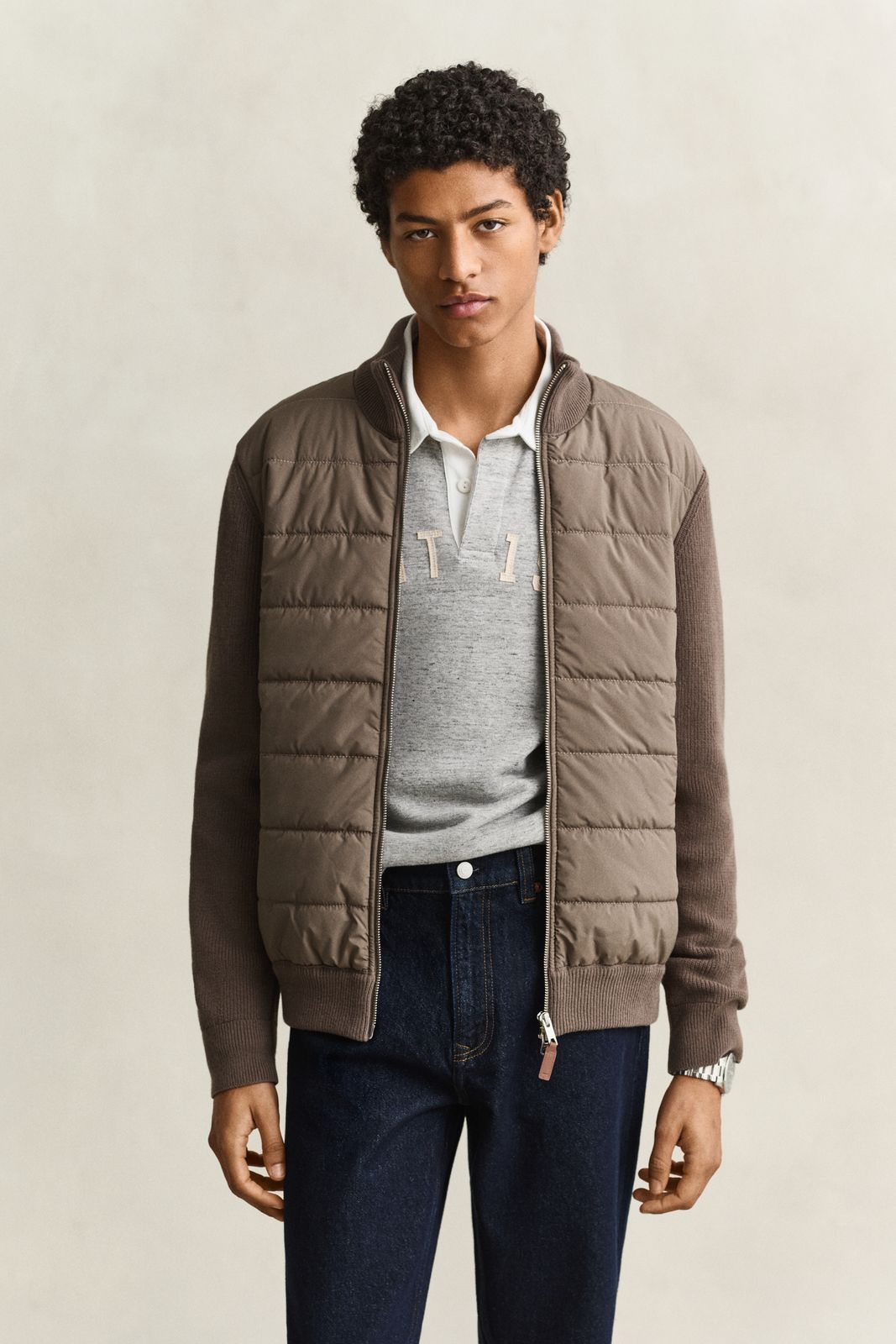 Hybrid Zip Cardigan - FADED TAUPE
