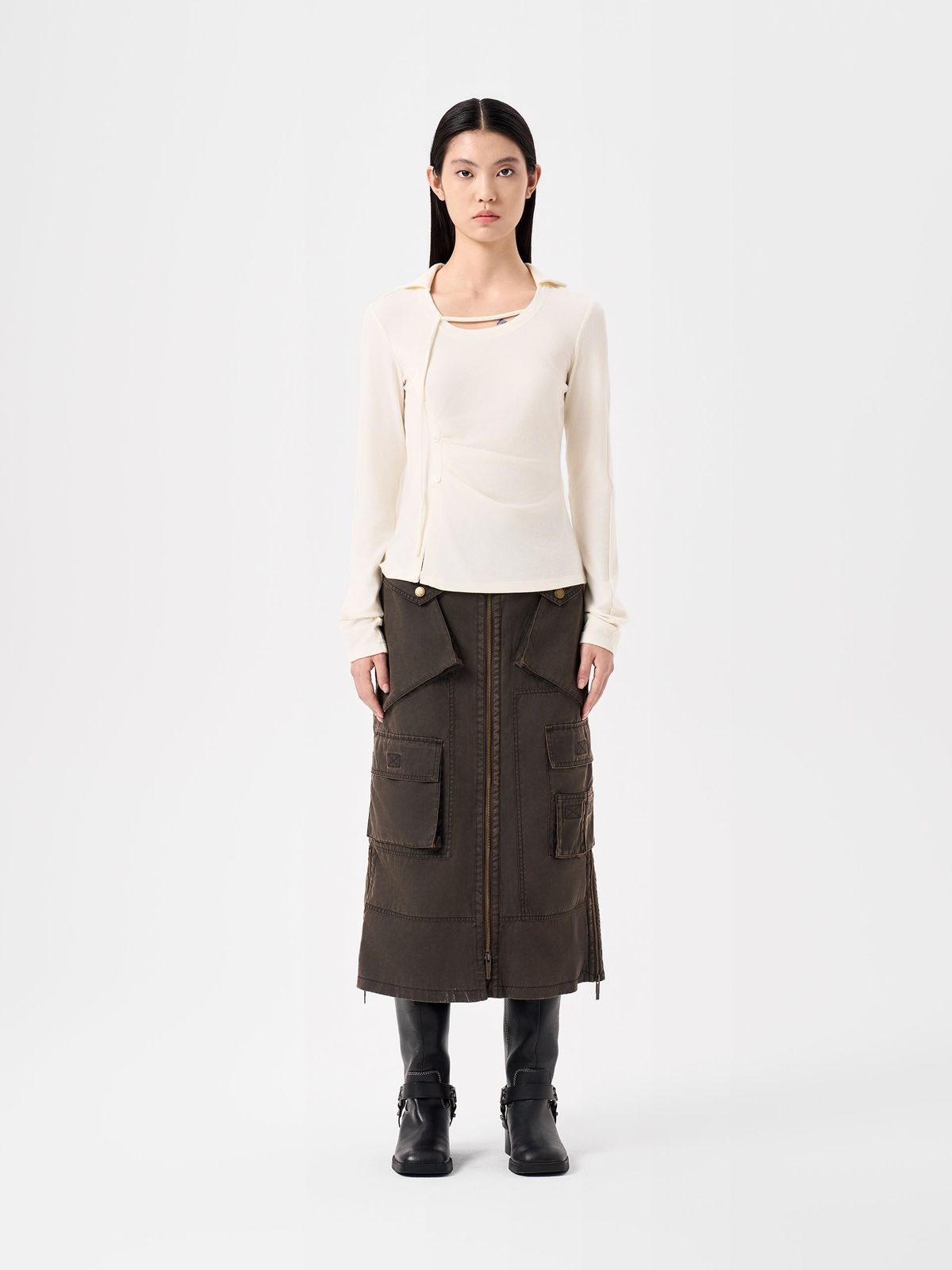 WHITE CREW NECK LONG SLEEVE BASE LAYER TOP