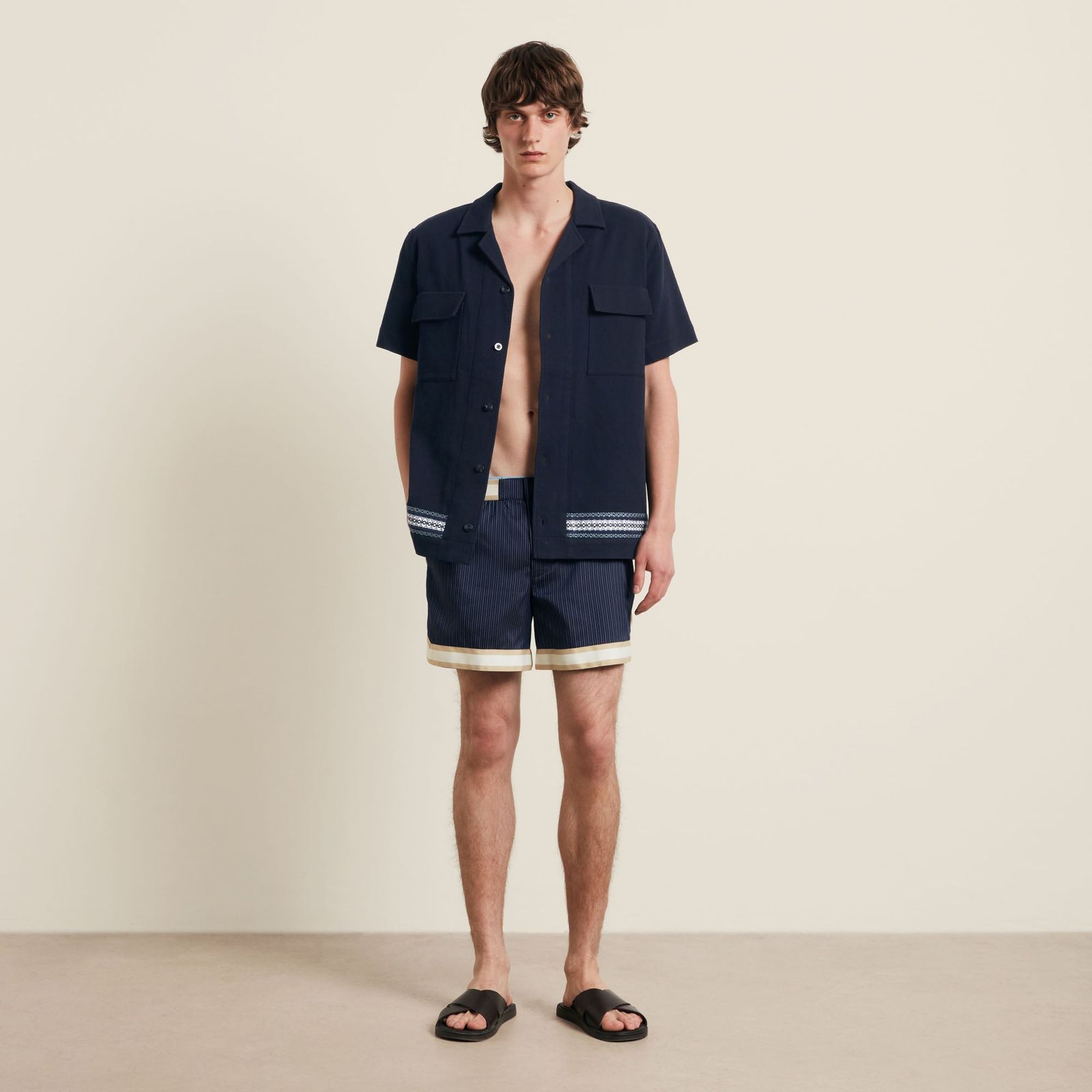 Italian Baller Swimshort - Pinstripe Navy