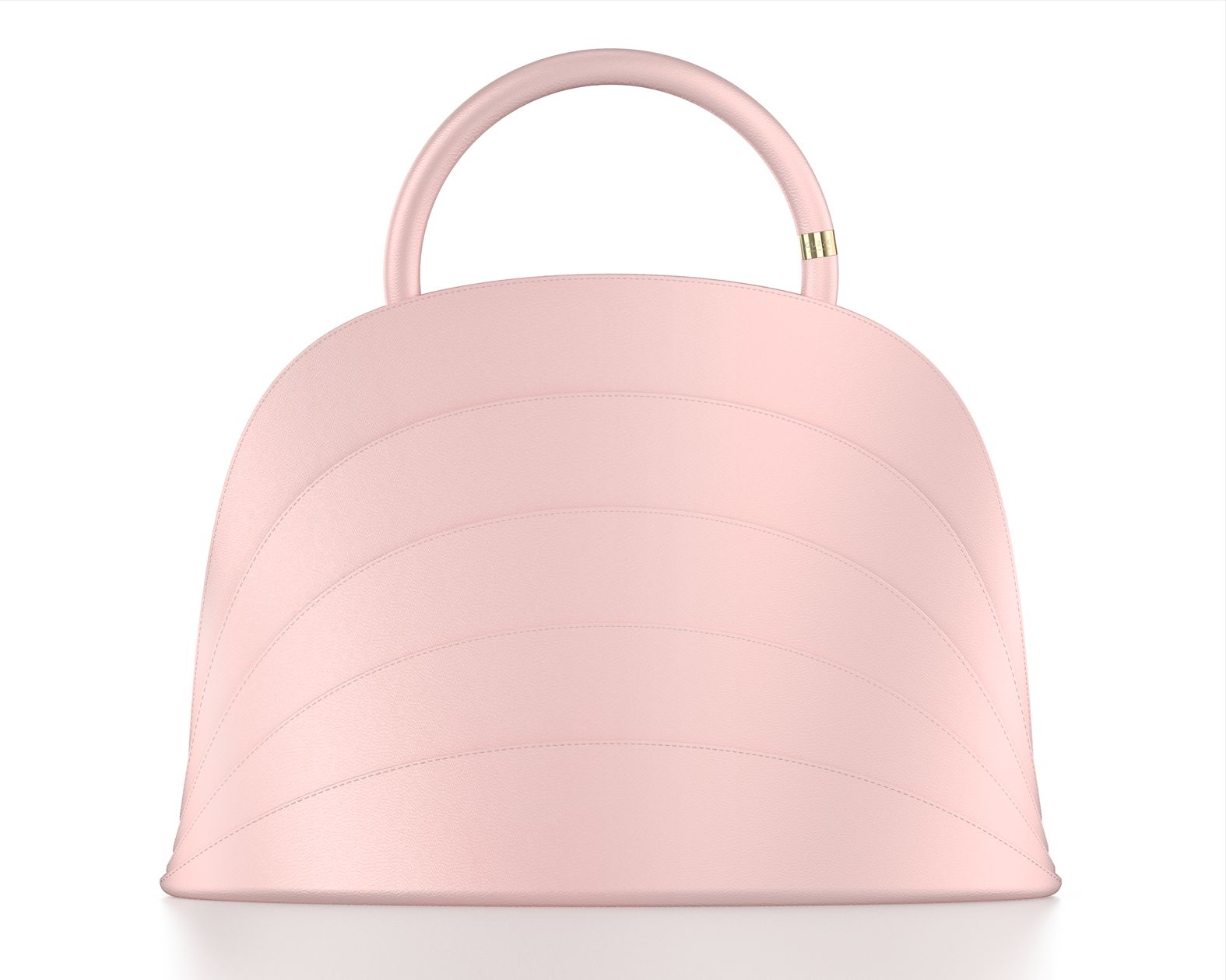 Millefoglie J handbag. Rose pink calfskin and hawk's eye gemstone. 24k gold-plated jewellery accents.
