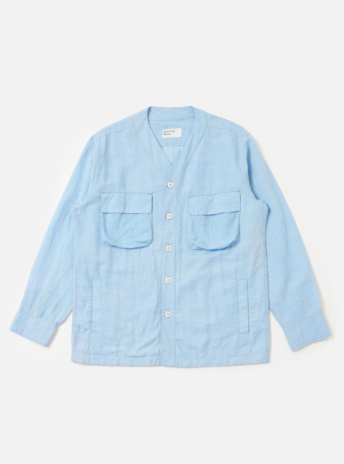 Pale Blue Linen Cotton Shirting Parachute Shirt