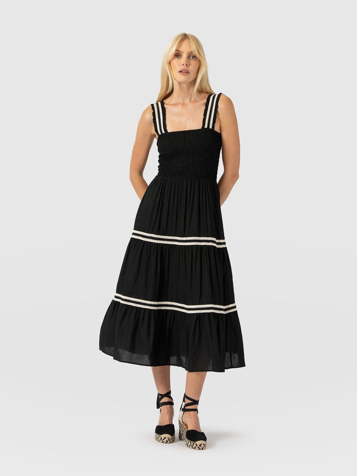 Maya Shirring Dress - Black