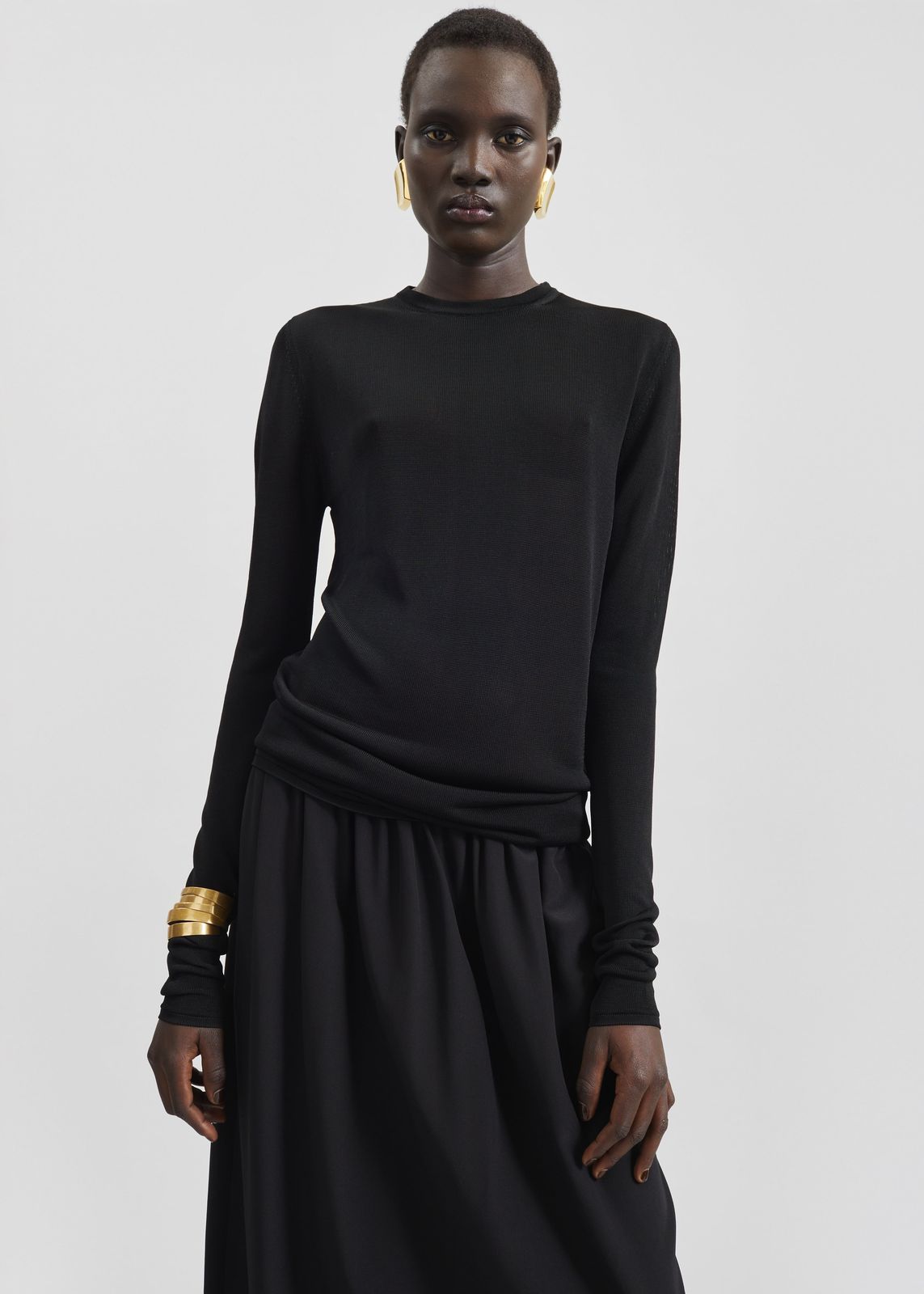 Kazel Thin Knit Top - Black