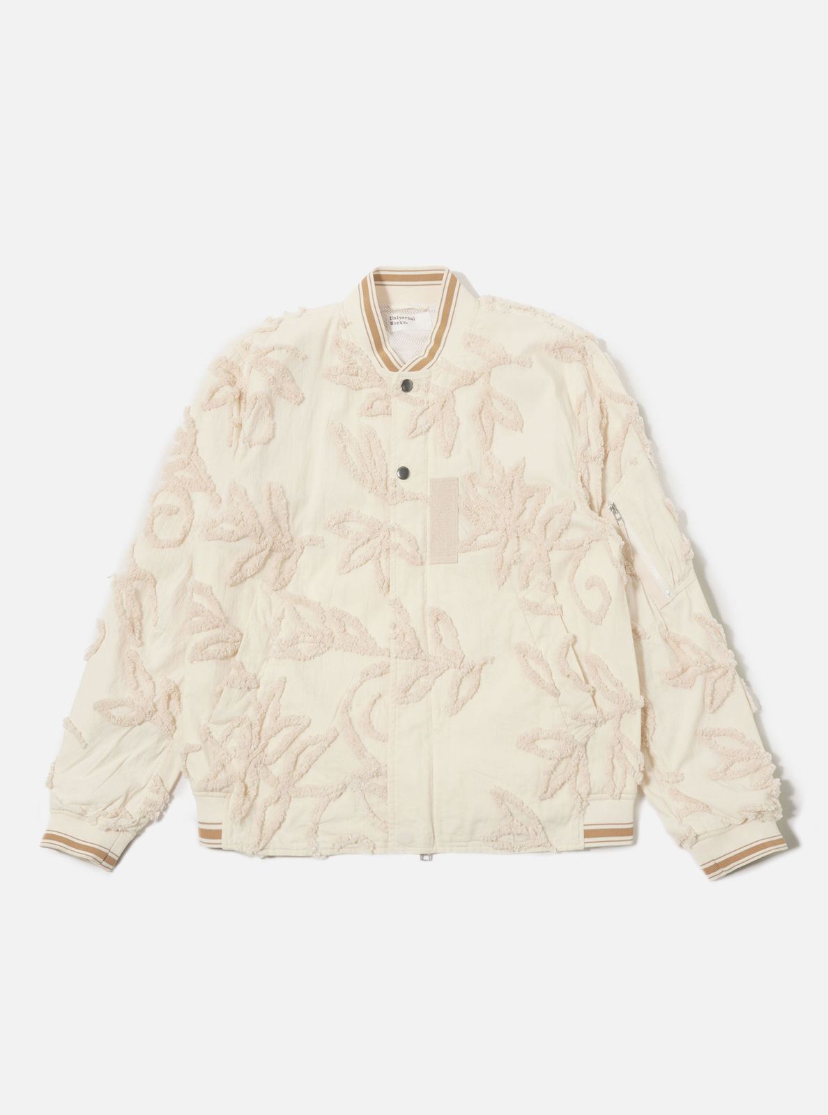 Ecru 3d Flower Ns Bomber Jacket