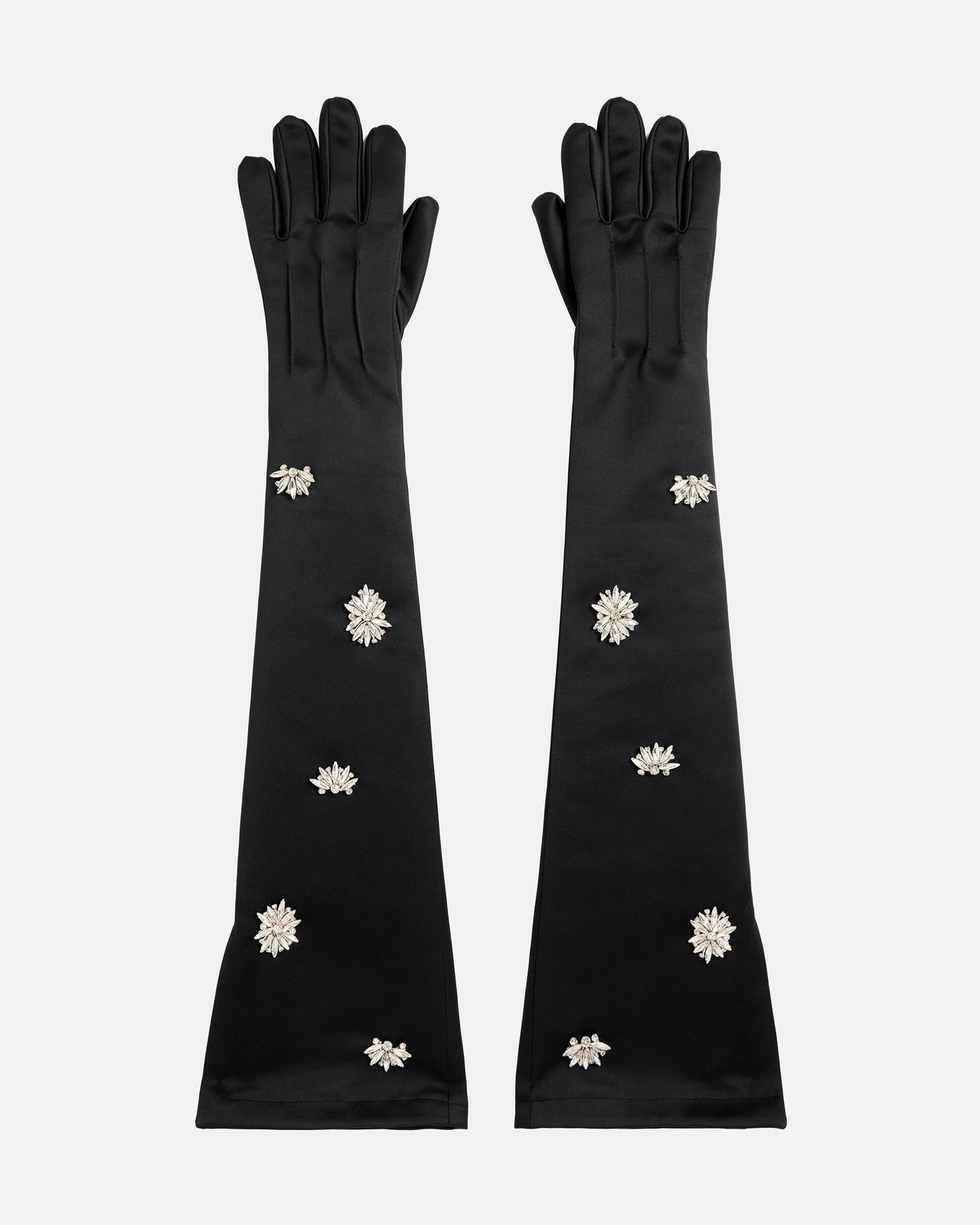 Elda Gloves in Black with Crystal