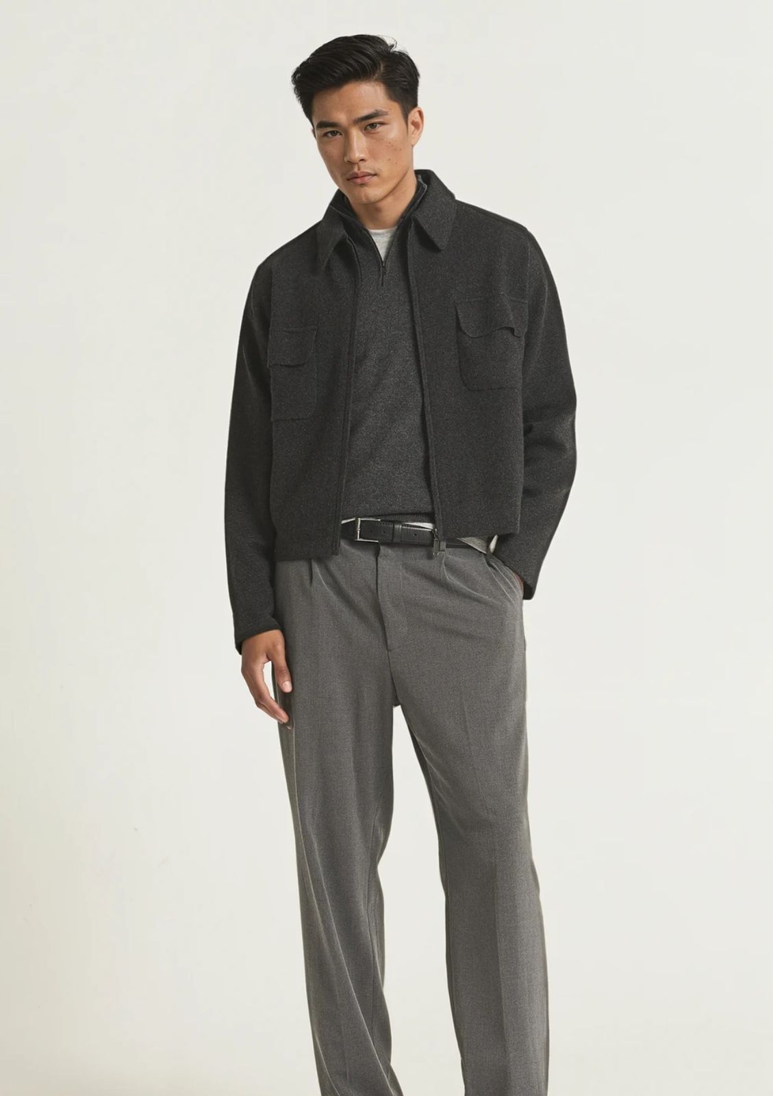Mens Zip Jacket In Charcoal Grey