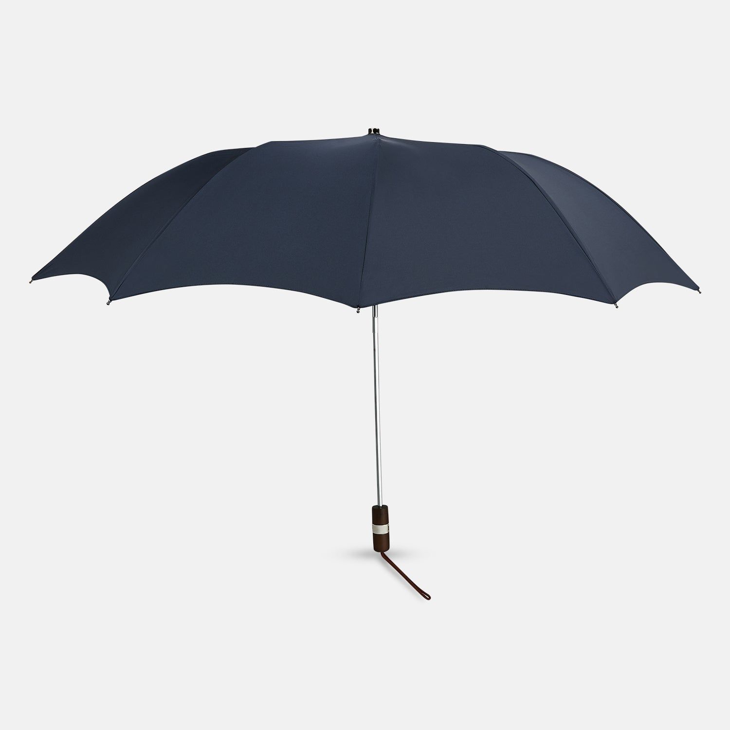Navy Telescopic Umbrella With Brown Maple Handle