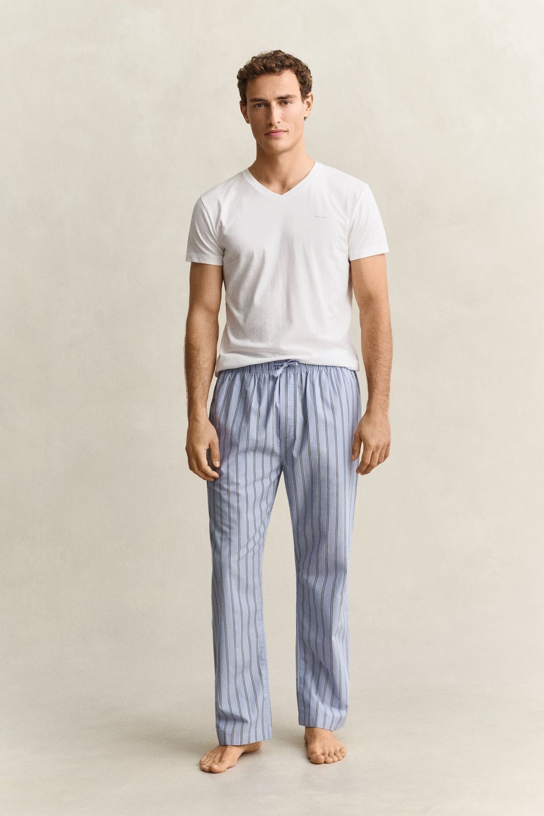 Striped Poplin Pajama Pants - LAVENDER BLUE