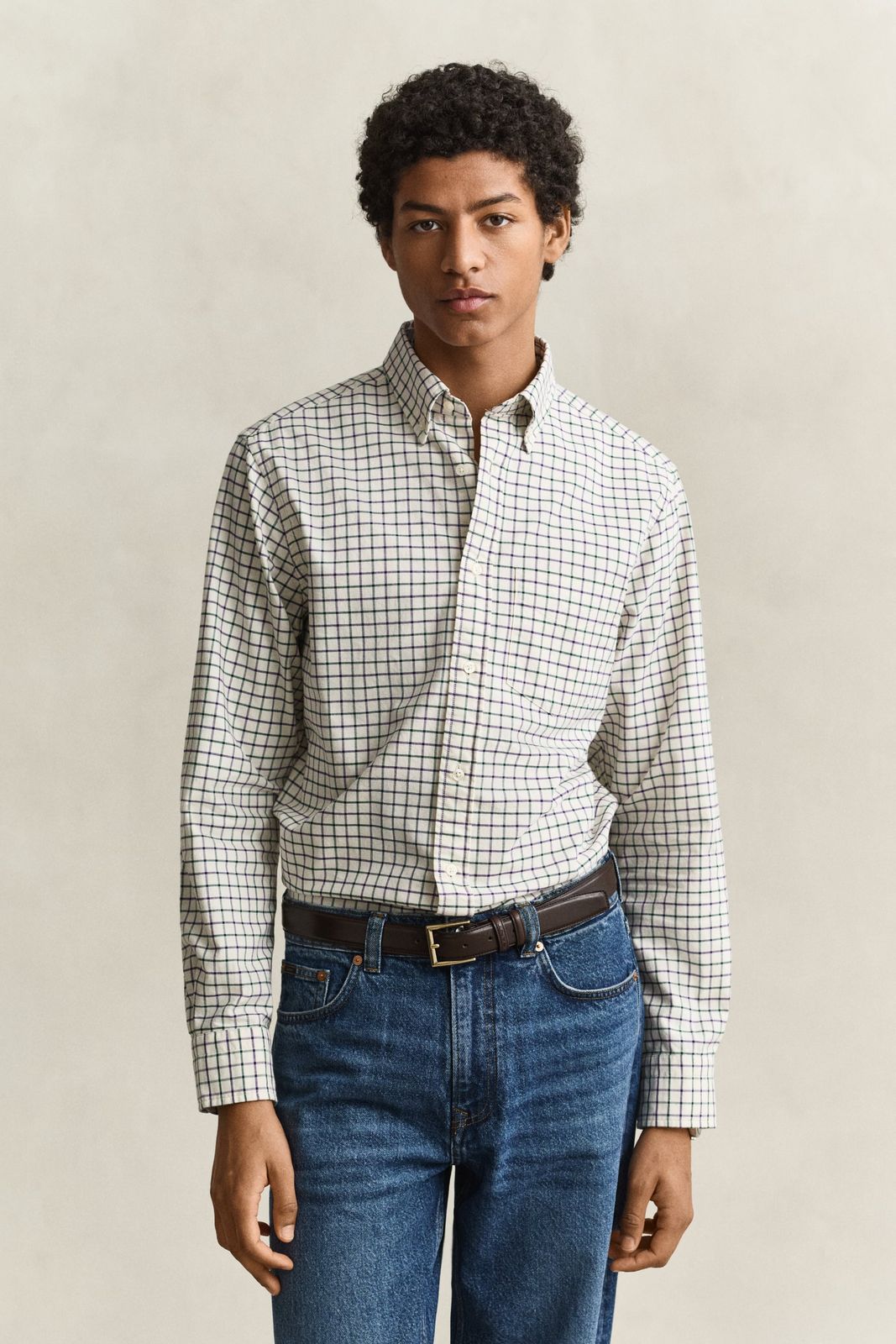 Checked Archive Oxford Shirt - CREAM