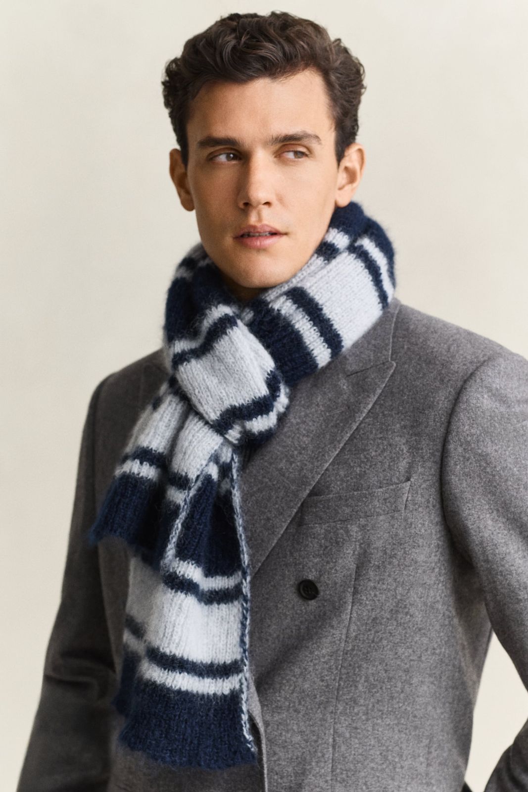 Striped Mohair Scarf - EVENING BLUE