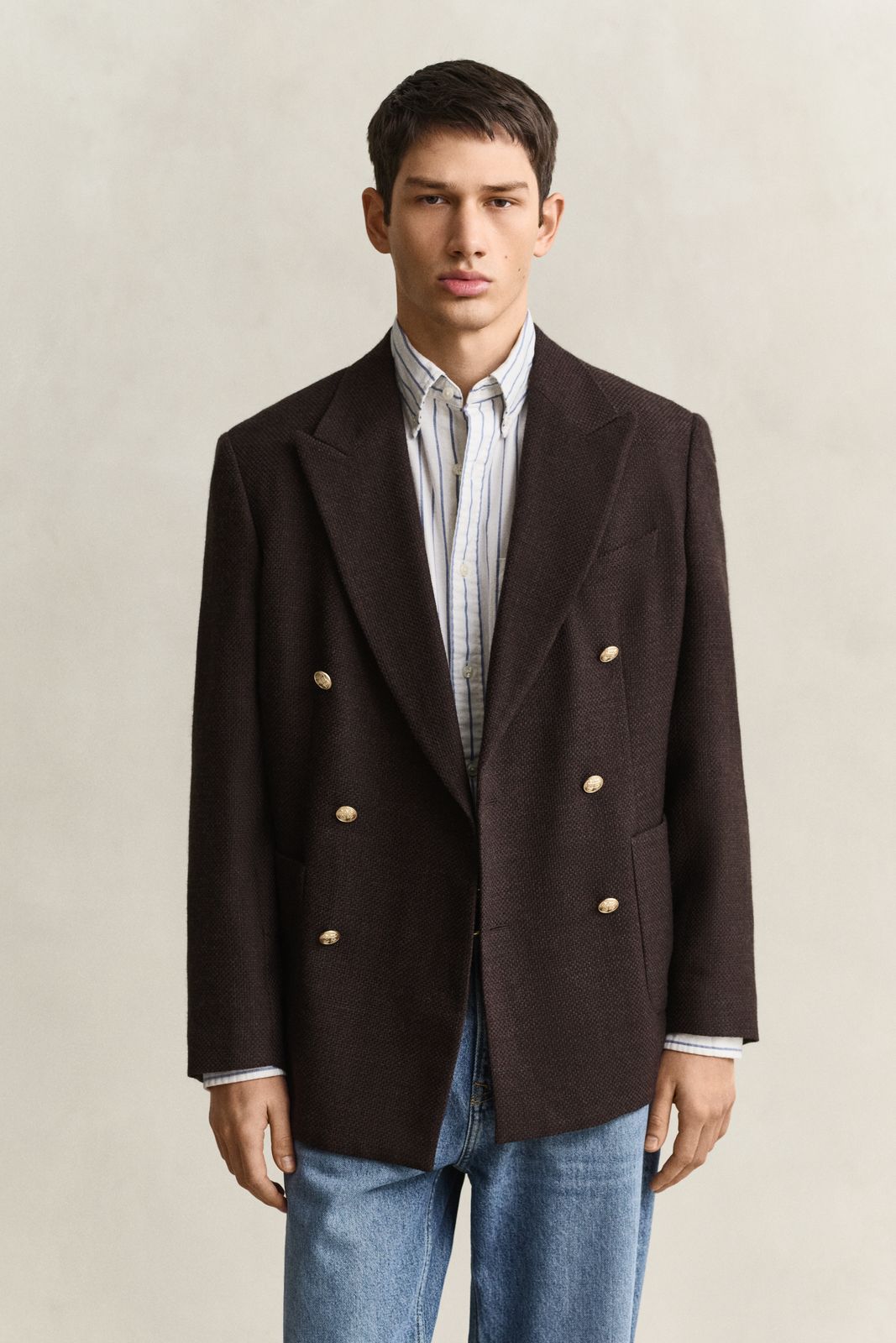 Wool Club Blazer - BLACK BROWN