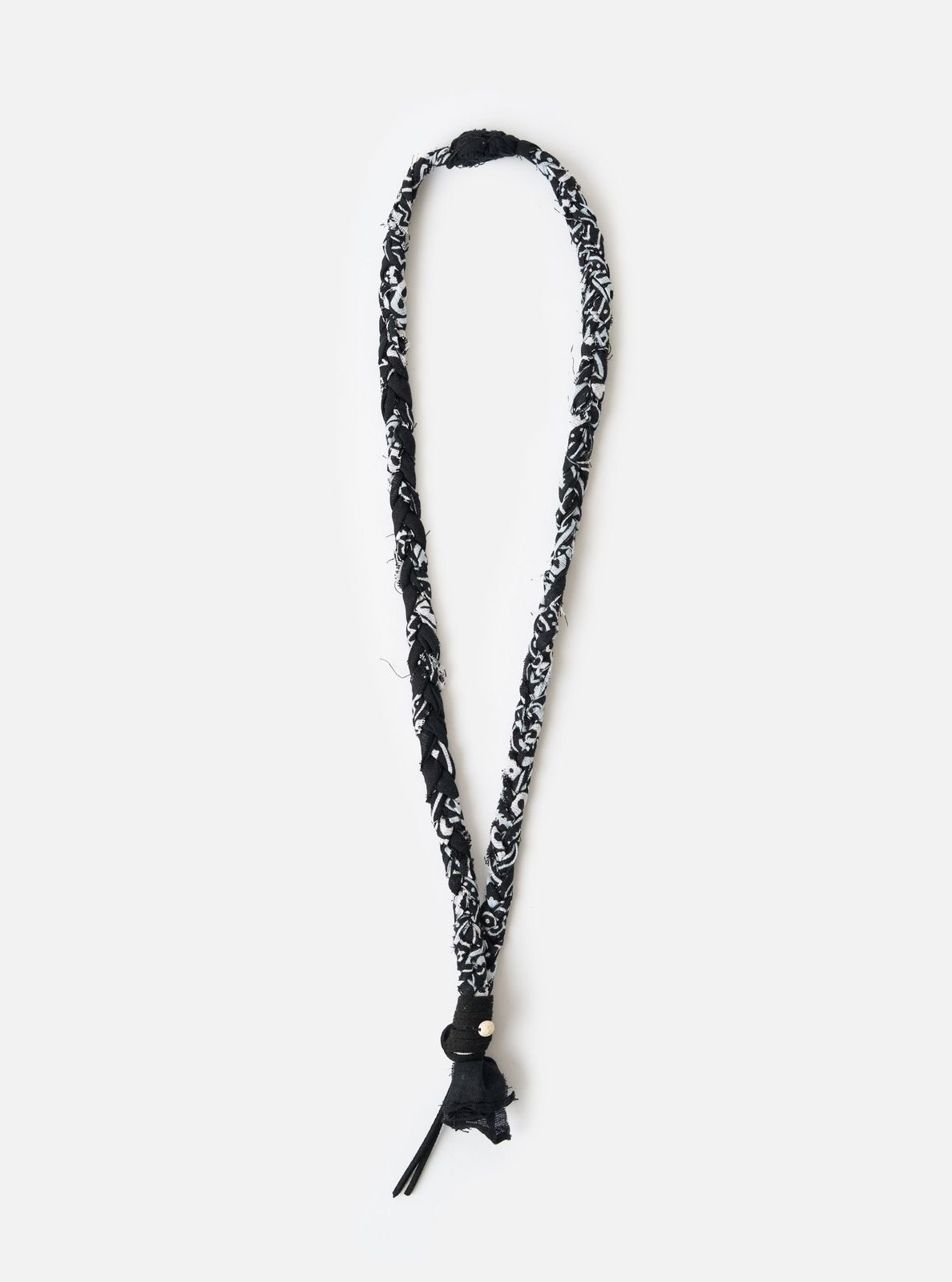 Hanami Of Rome Black/black Leather/white Turquoise Bead Bandana Necklace No.48