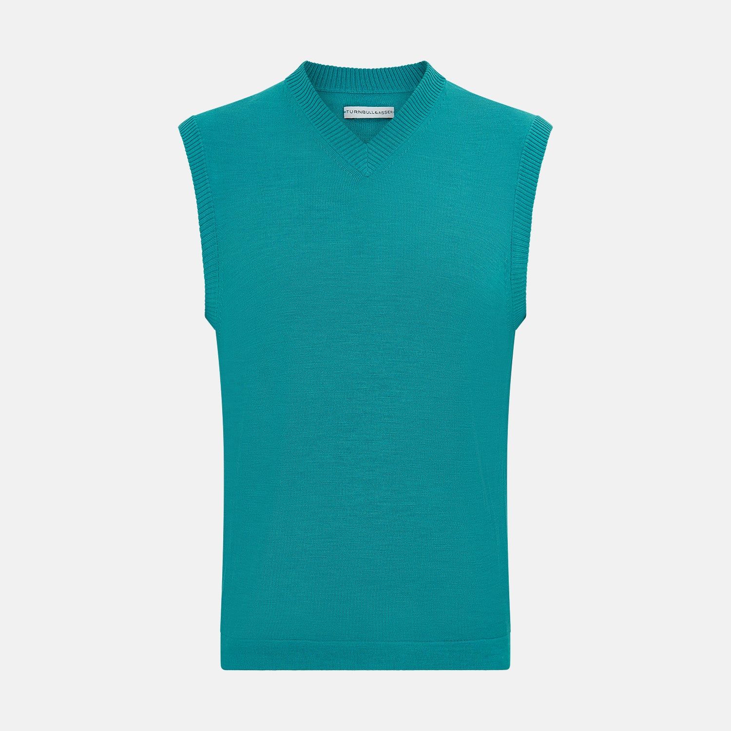 Turquoise Fine Merino V-neck Vest