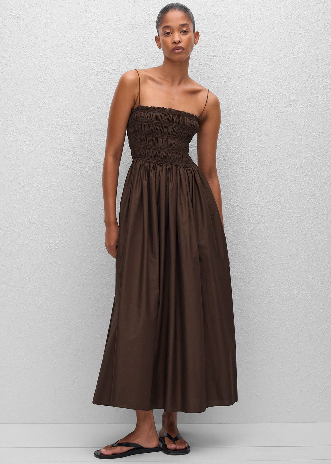 Matteau Shirred Bodice Dress - Chocolate