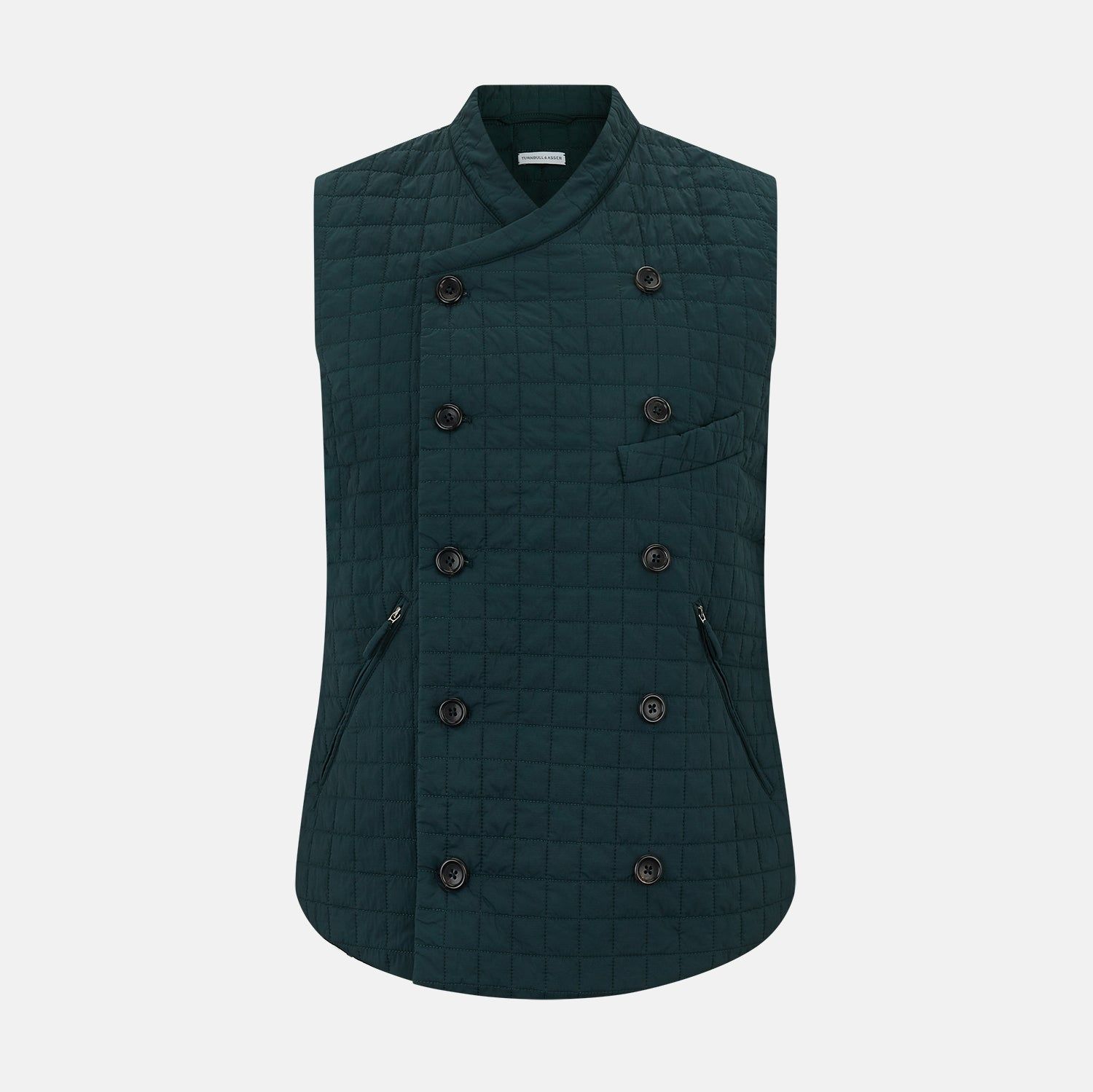Forest Green Double-breasted Quilted Gilet