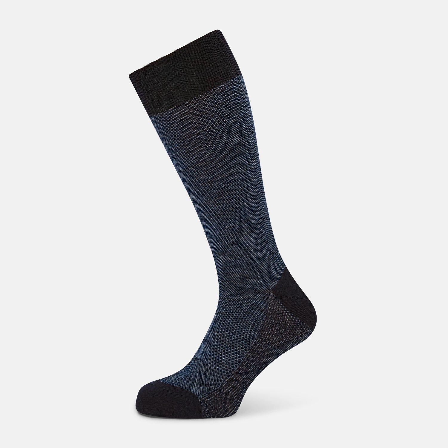 Navy Motif Wool Mid-length Socks