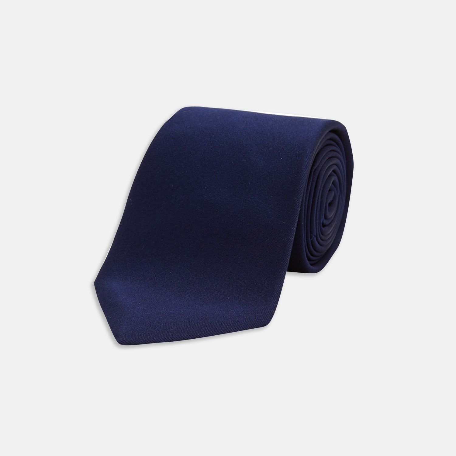 Seven-fold Navy Plain Satin Silk Tie