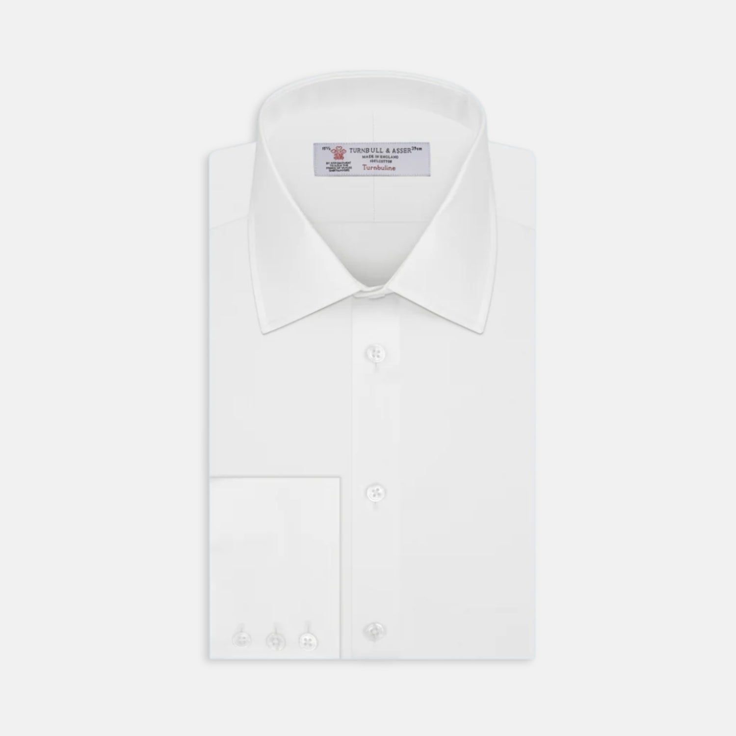 White Herringbone Superfine Cotton Shirt With T&a Collar And 3-button Cuffs