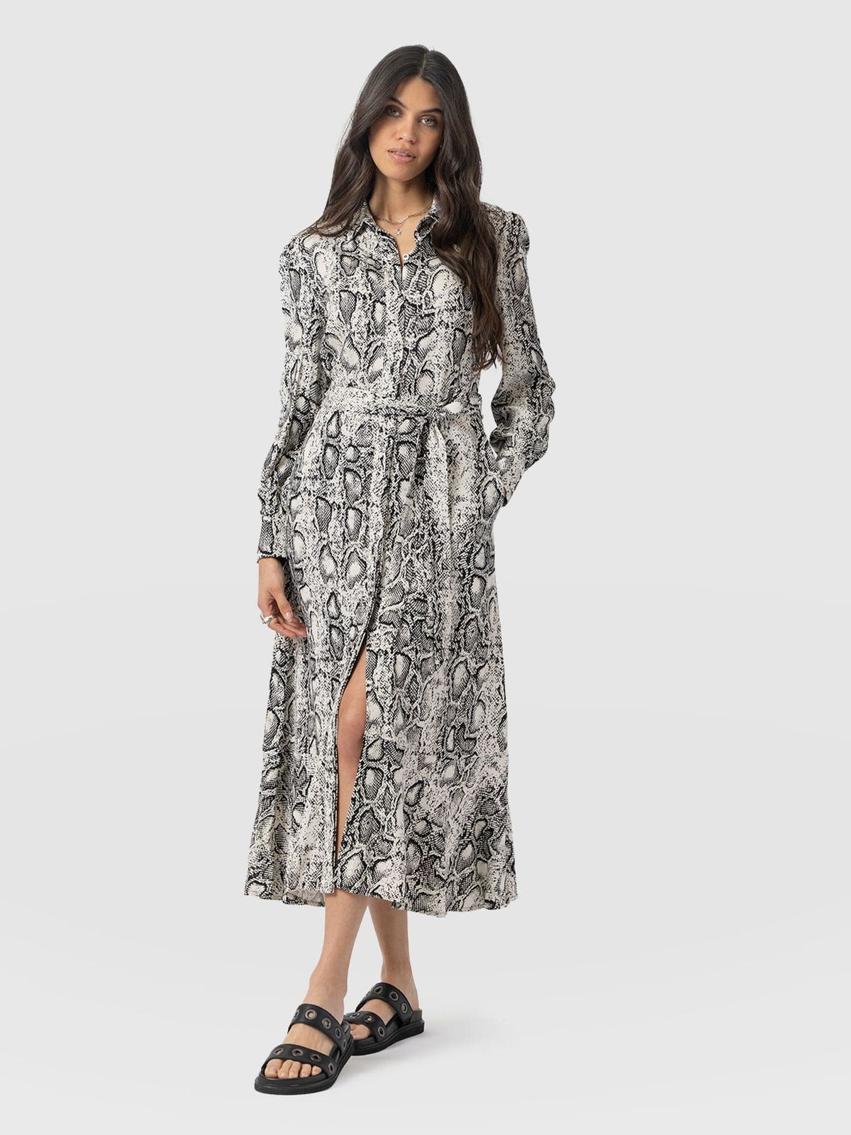 Jacqueline Shirt Dress - Cream Snake