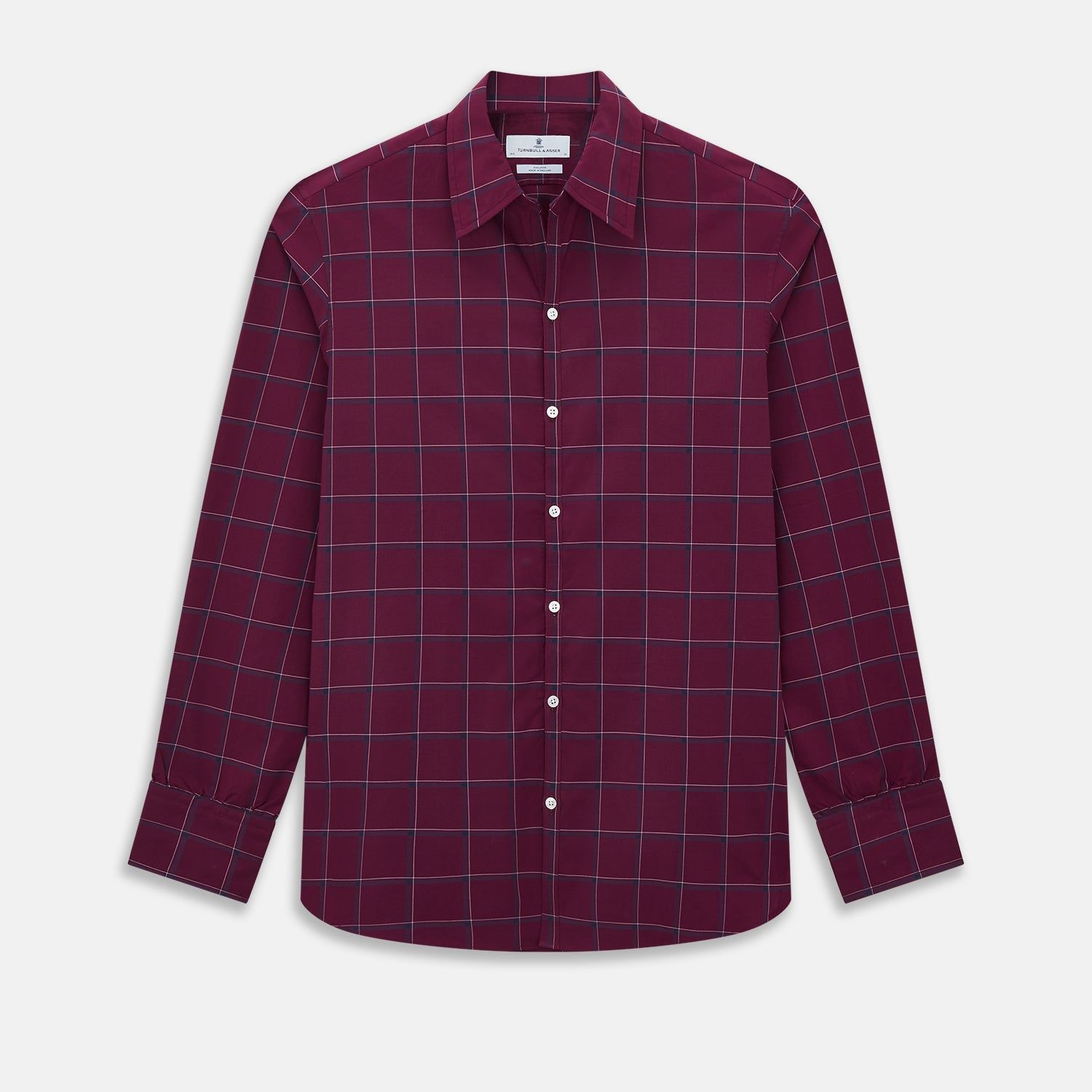 Wine Grid Check Windsor Shirt