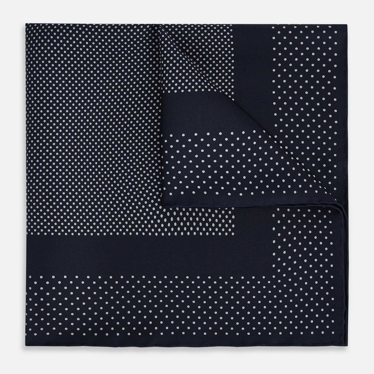 Navy And Grey Dot Silk Pocket Square