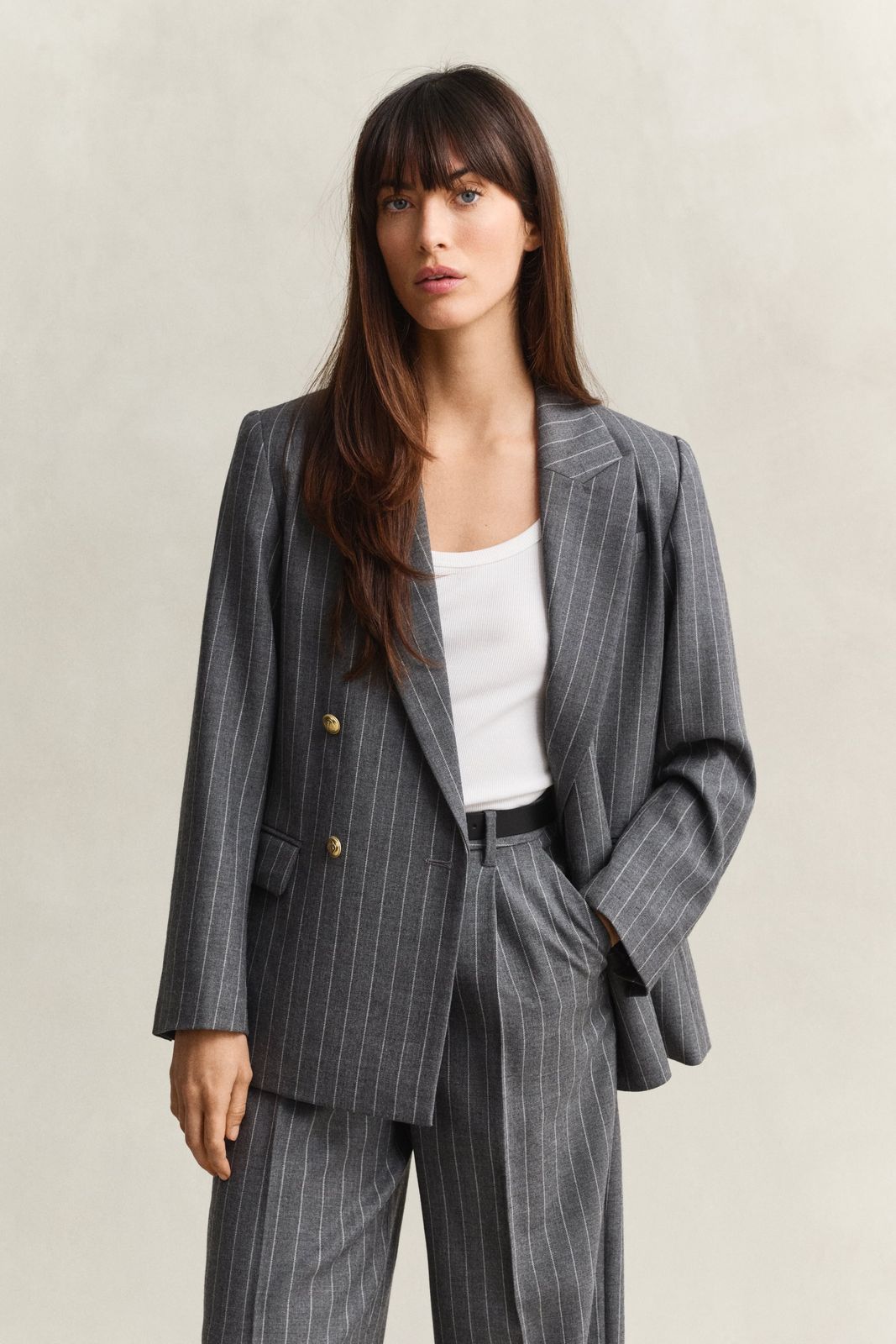 Pinstripe Club Blazer - CHARCOAL MELANGE