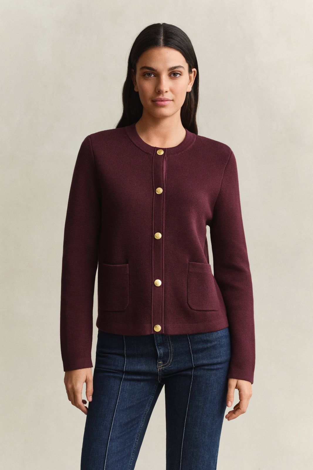 Cotton Cardigan - DARKENED WINE