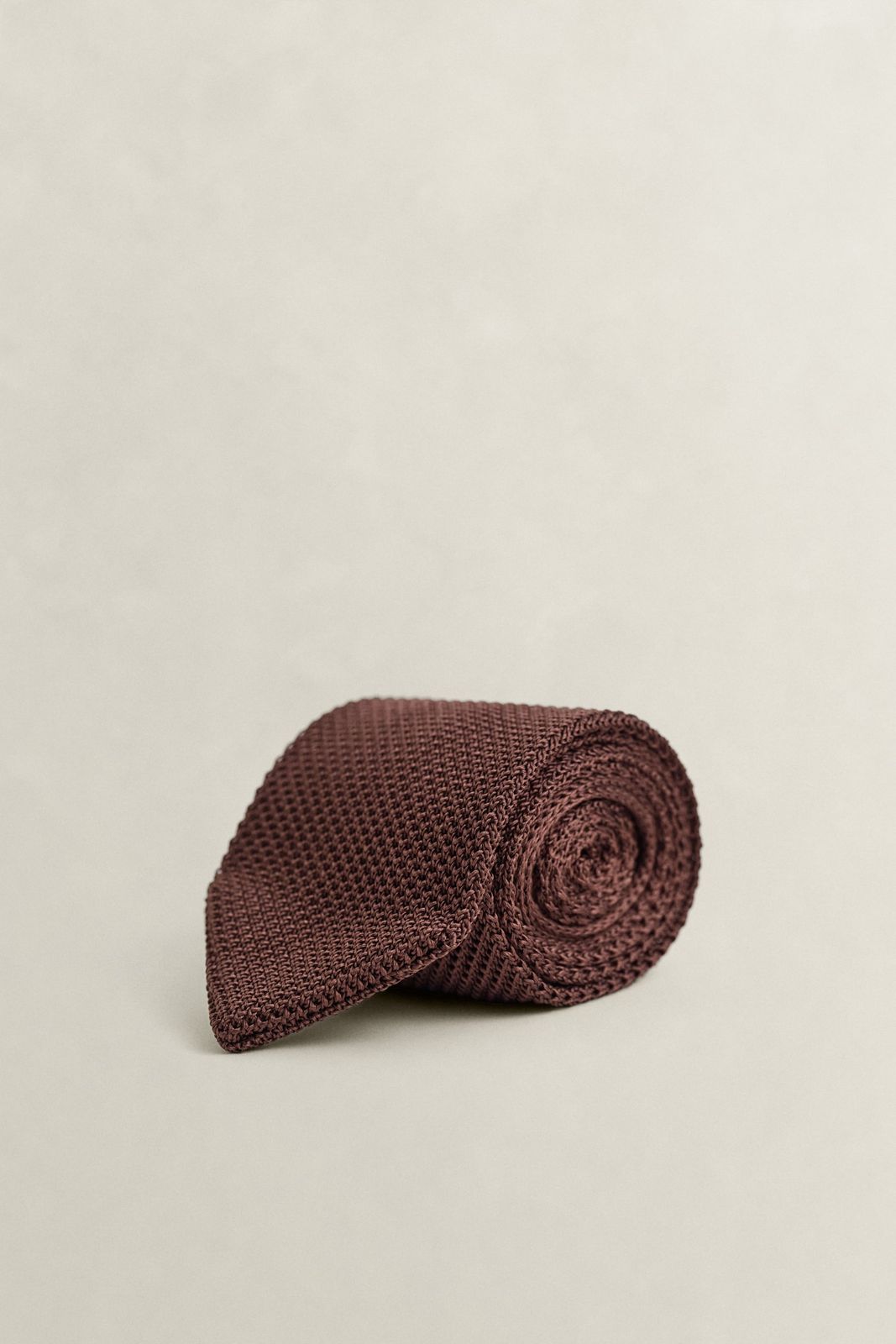 Knitted Silk Tie - Shadow Brown