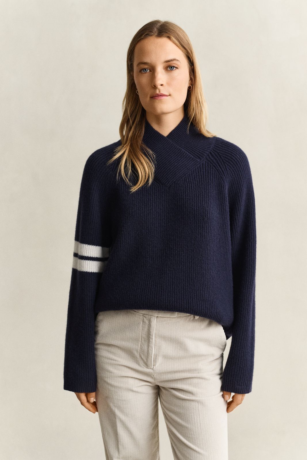 Ribbed Wool Sweater - EVENING BLUE