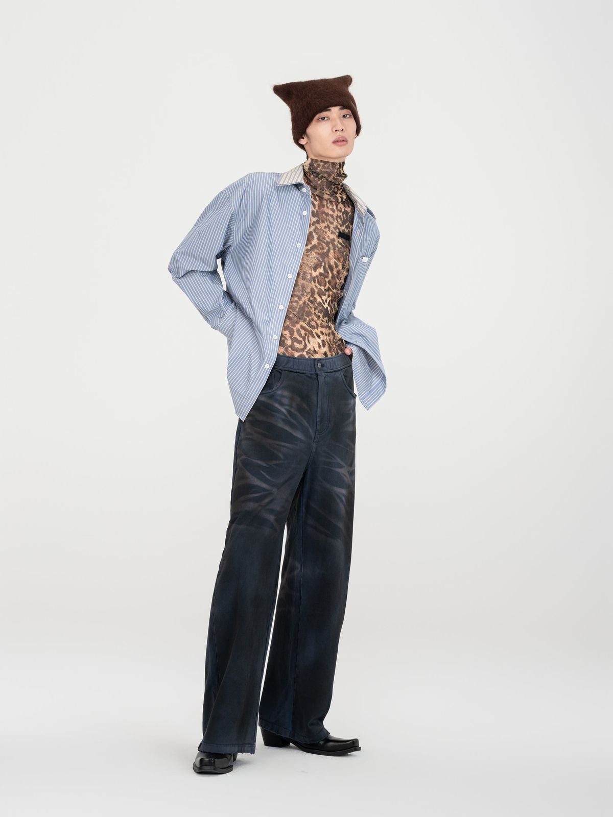 BLUE TWO-IN-ONE STRIPED SHIRT