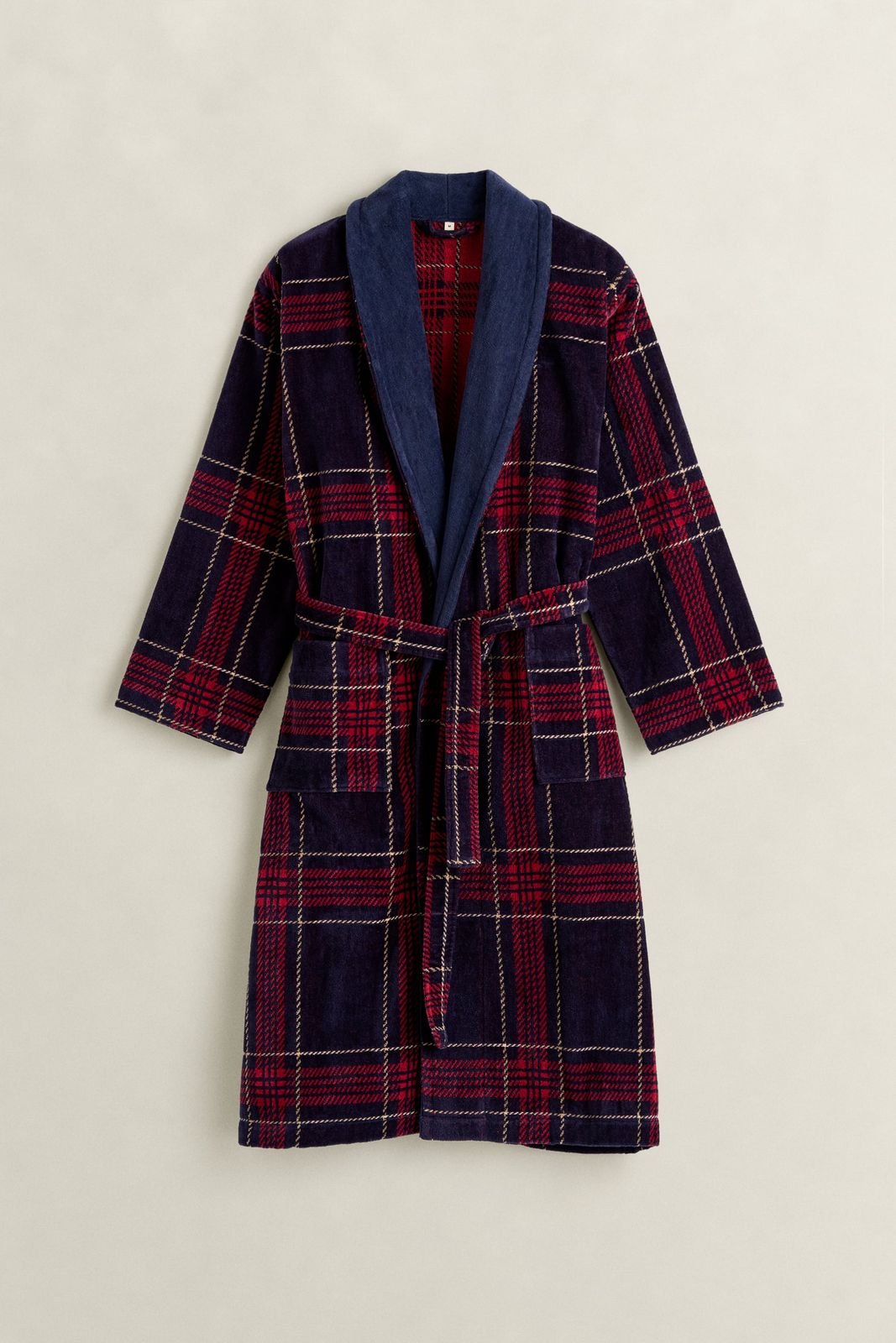 Holiday Check Robe - Marine