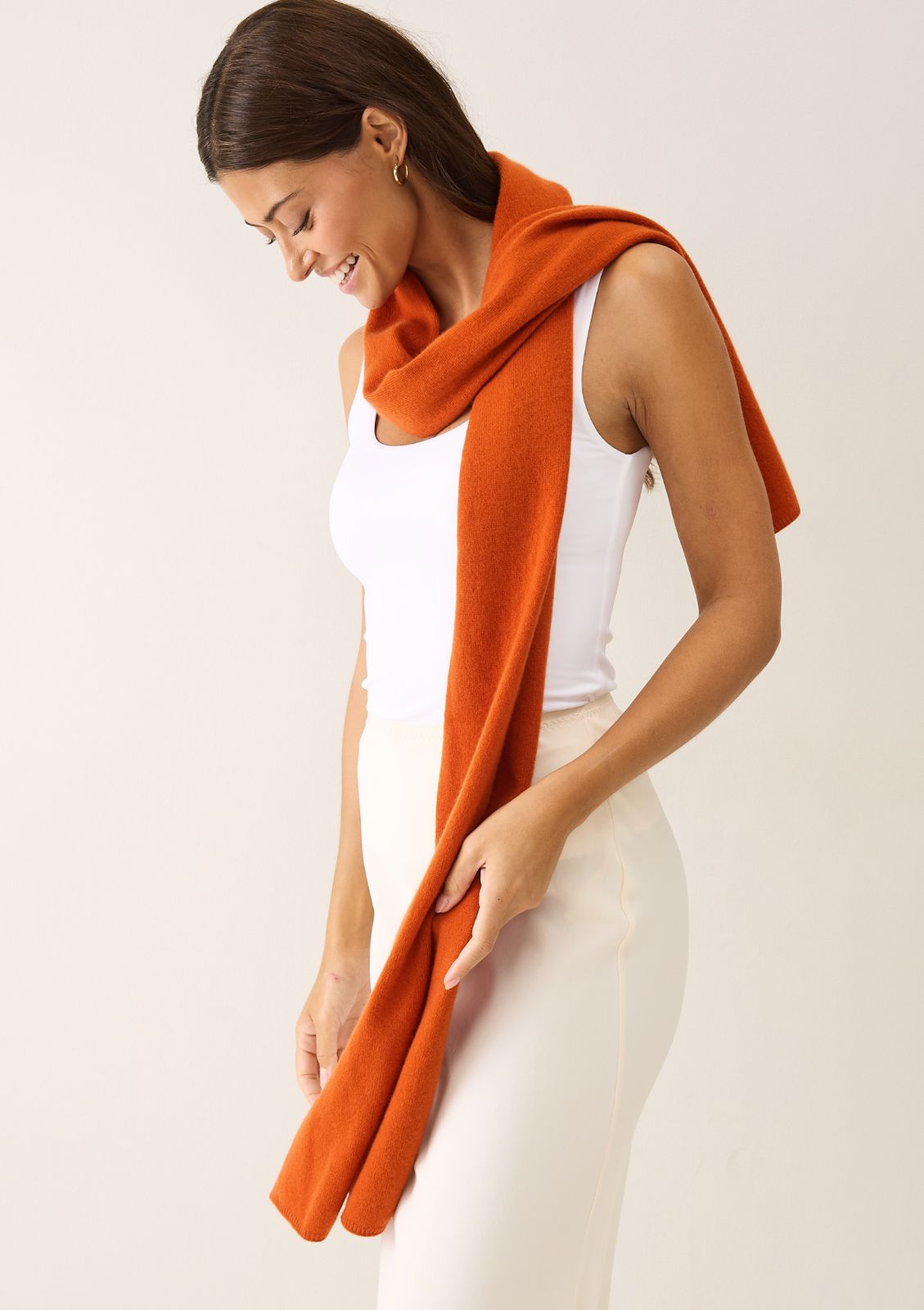 Lofty Cashmere Scarf In Marmalade Orange