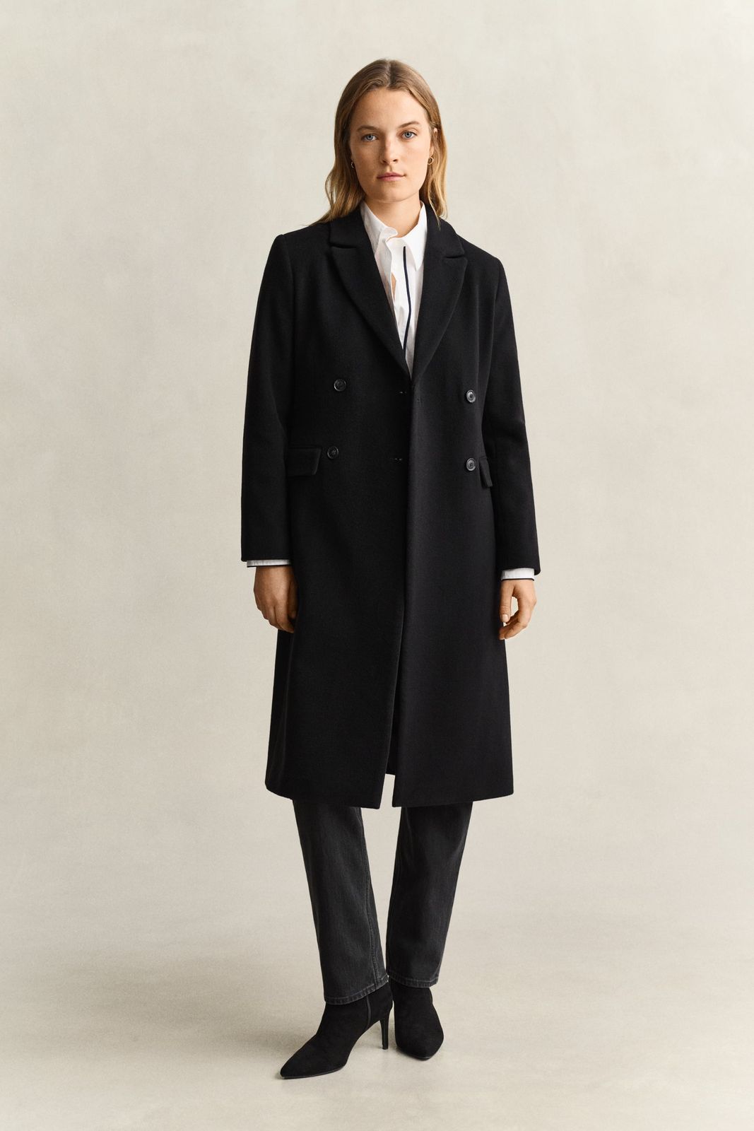 Wool Cashmere Blend Coat - BLACK