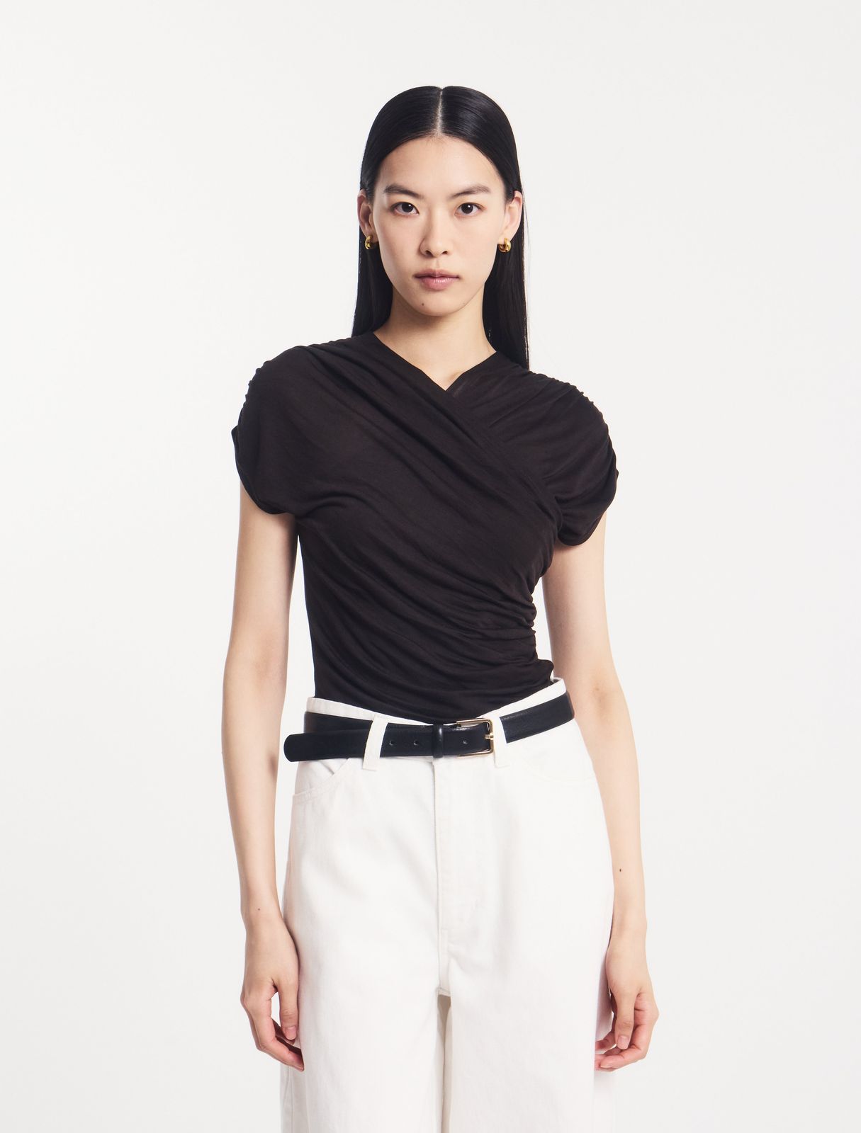 Indie Wrap Top In Bitter Chocolate